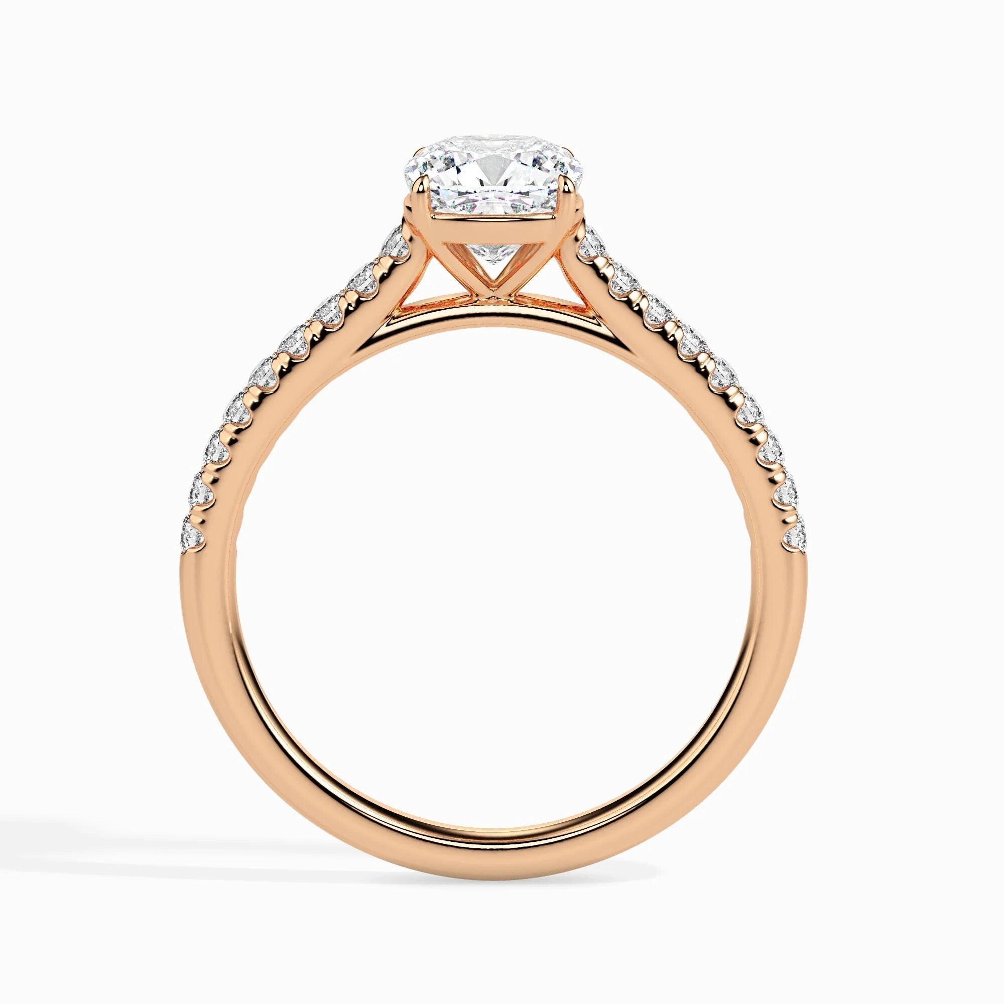 Certified 0.50 Ct EF VS/SI Lab-Grown Cushion Diamond Solitaire Engagement Ring – Solid Gold Setting with Conflict-Free Diamond