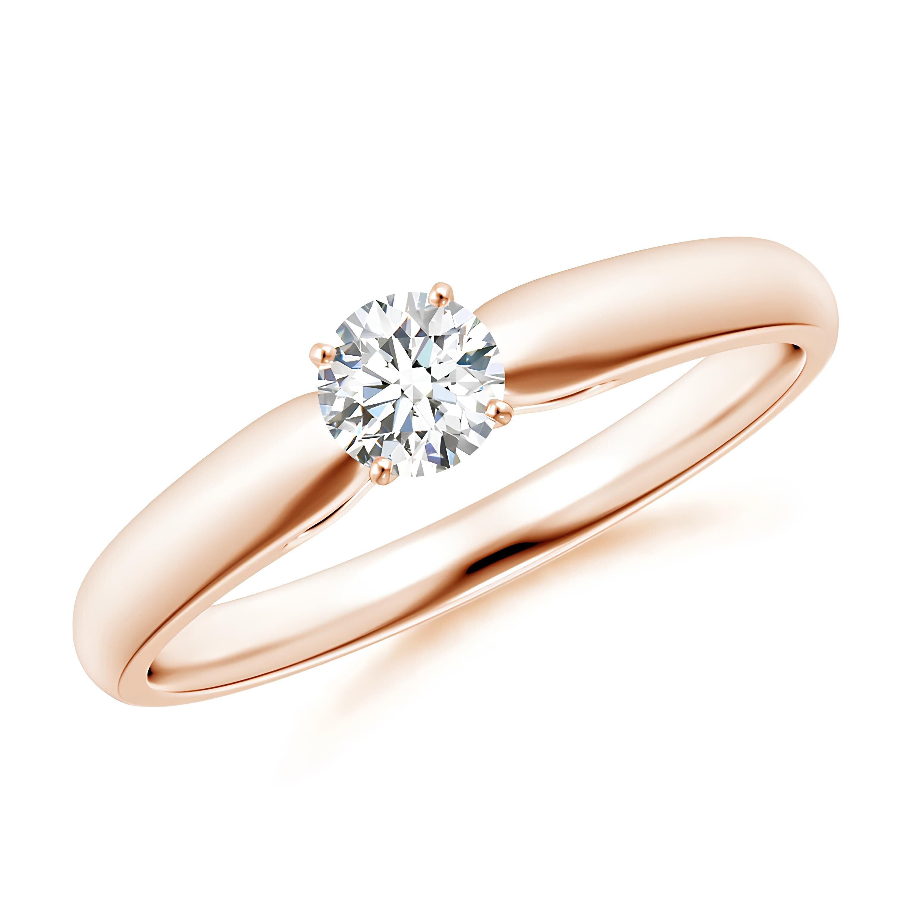 Glam Girl Round Diamond Ring EF VS/SI Lab-Created Diamond Engagement Ring or Wedding Band in 14K Solid Gold