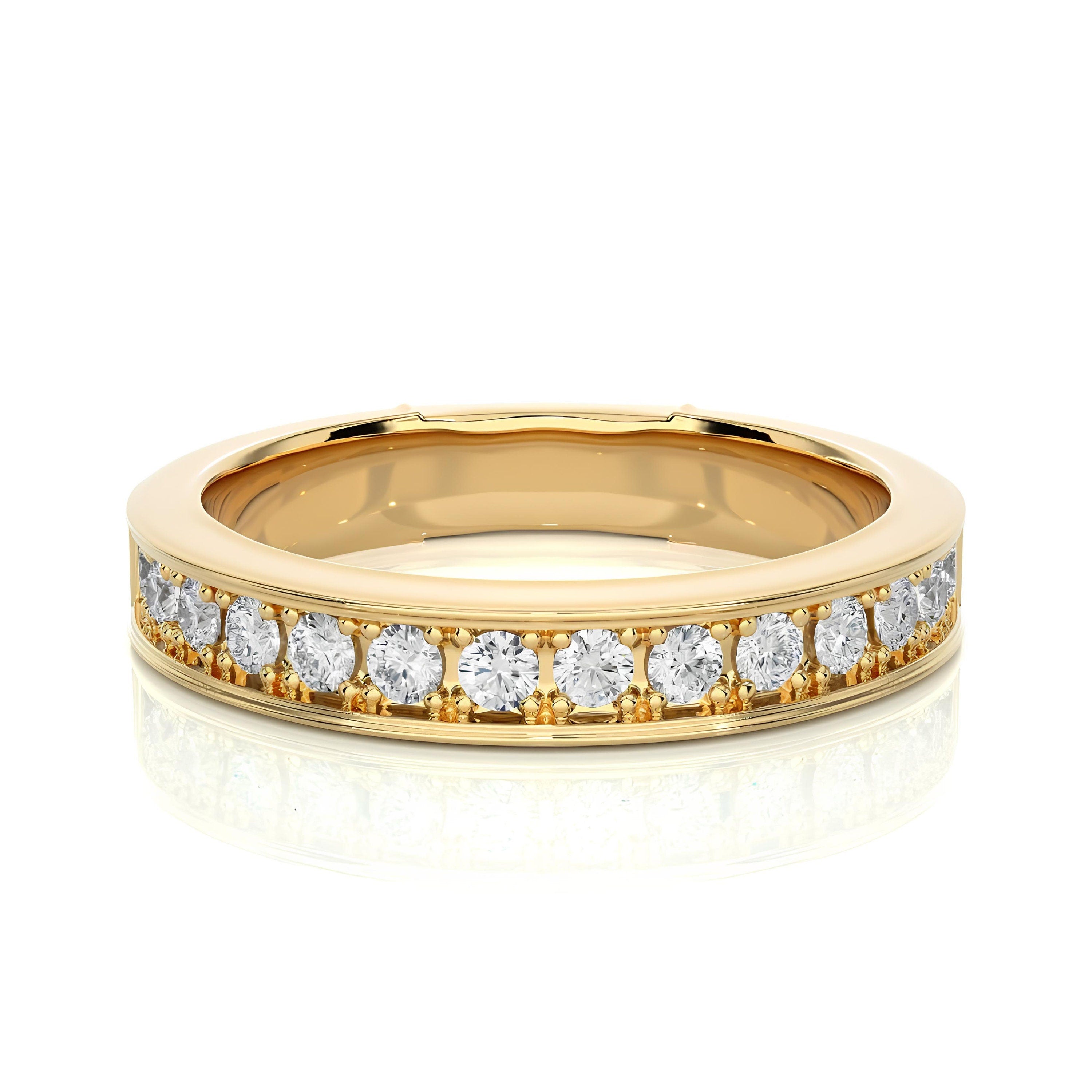 2.20MM EF VS/SI Lab-Grown Diamond Half Eternity Band – Channel-Set 14K Gold, Unique Wedding Ring