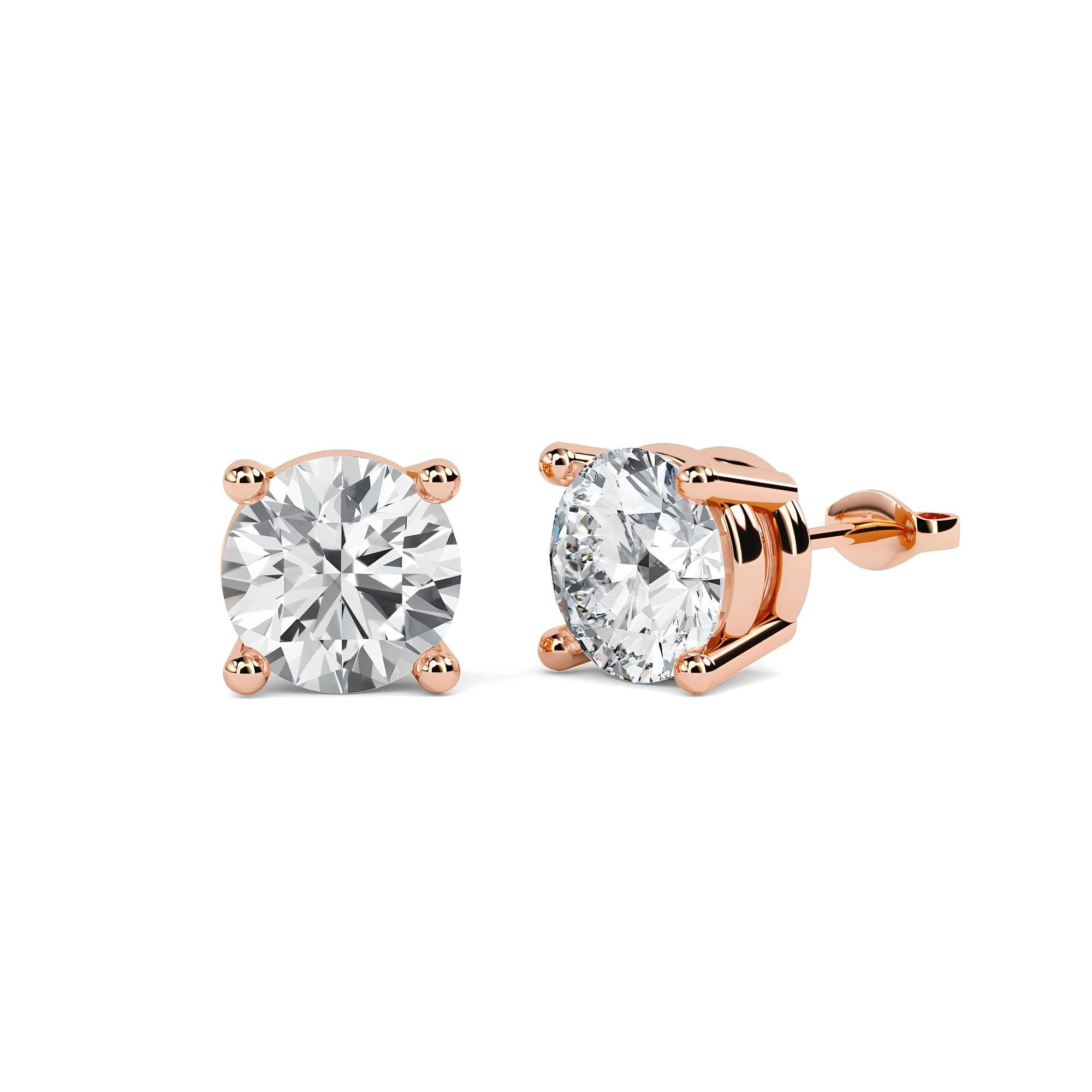 1.00 Carat EF VS/SI Lab Grown Diamond Stud Earrings Exquisite Push Back Design in 14K Gold