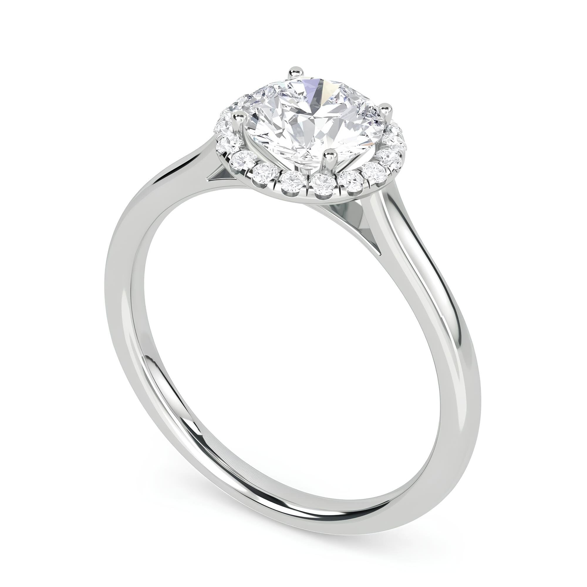 2.00 CTW Round Lab-Grown Diamond Halo Engagement Ring – EF VS/SI Certified Diamonds – Elegant Round Cut Diamond Ring for Women