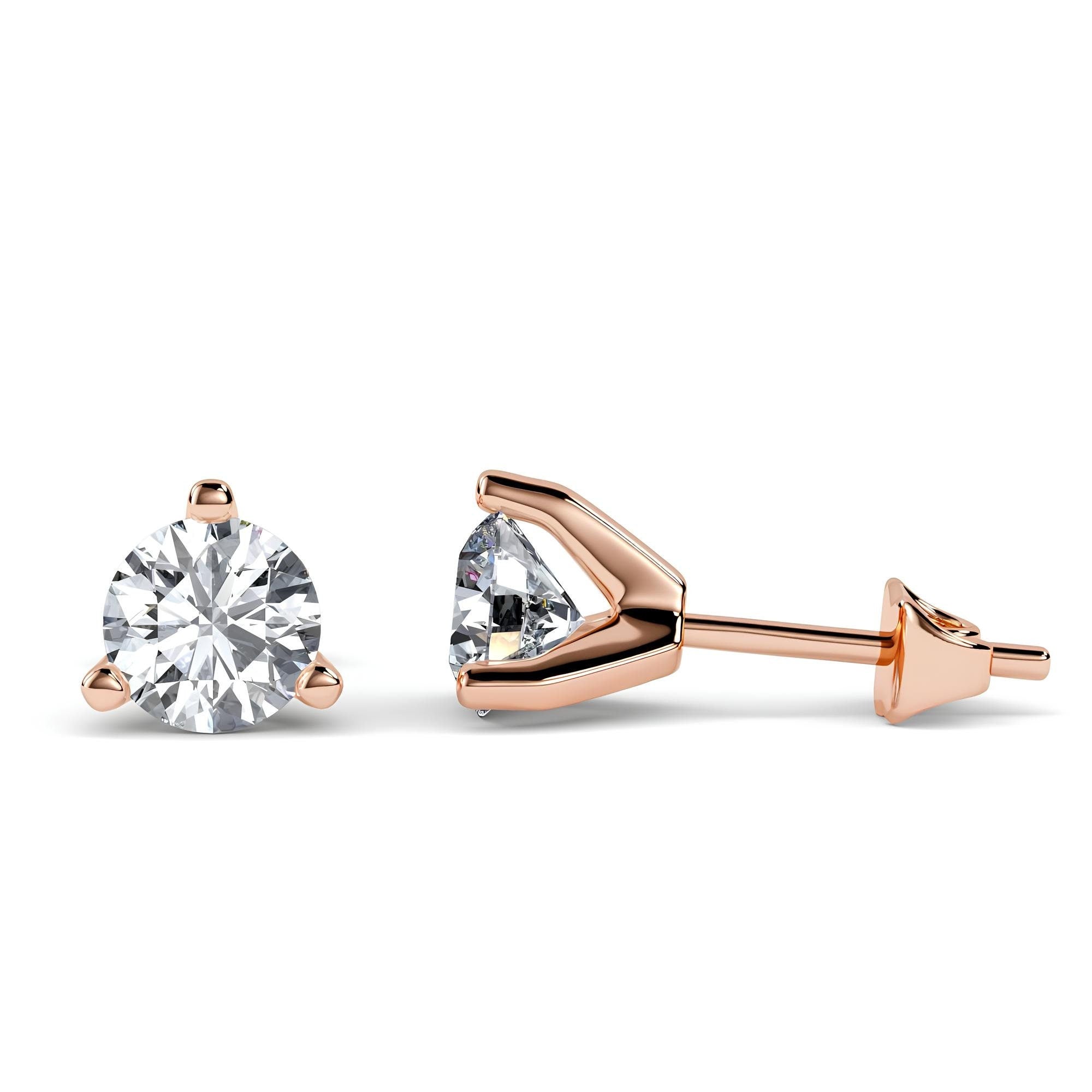 0.25–4.00 Carat Round EF VS/SI Lab-Grown Diamond Martini Stud Earrings 14K Gold