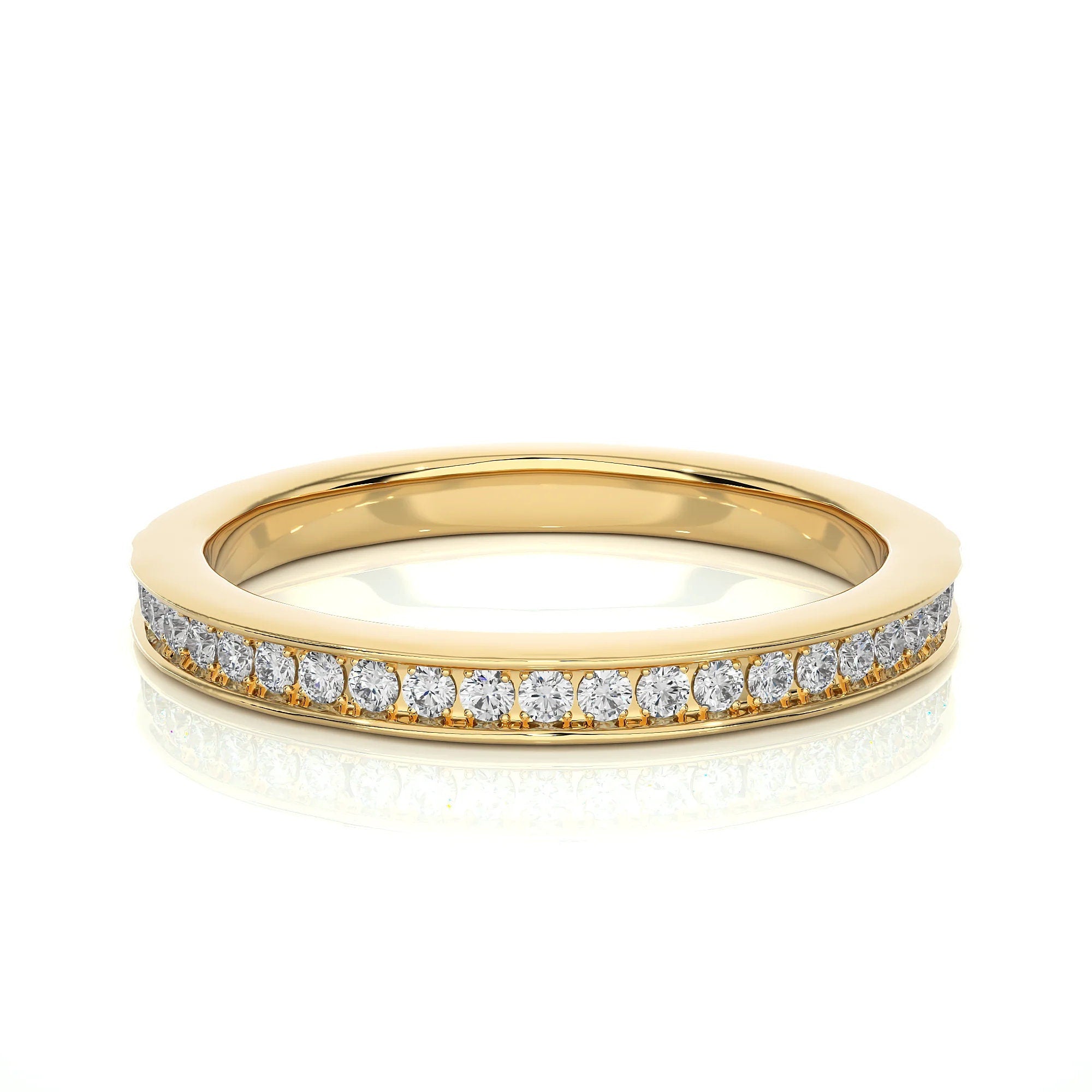1.75mm Micro Pavé EF VS/SI Lab-Grown Diamond Eternity Ring – Delicate Half Eternity Wedding Band, Stackable Anniversary Gift for Her