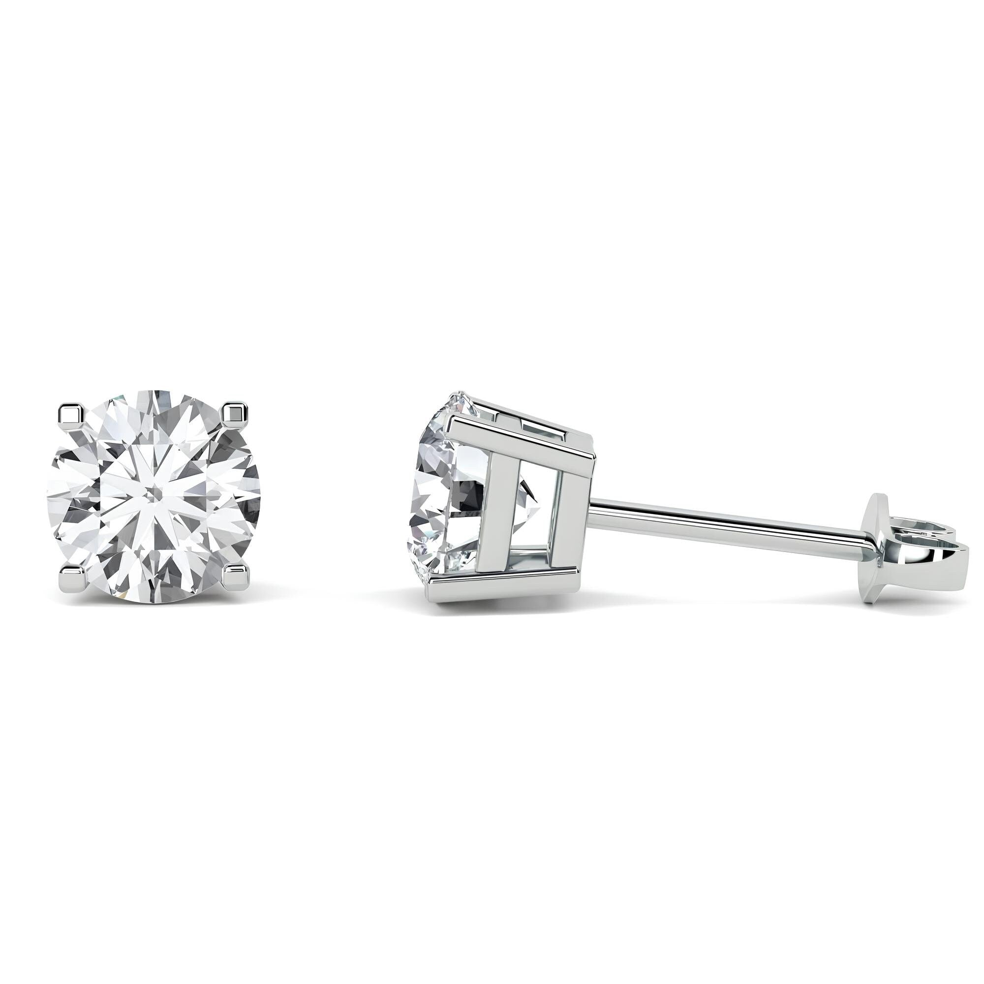 Round Lab-Grown Diamond Stud Earrings EF VS/SI Quality 14K Gold Push Back Wedding Earrings for Women