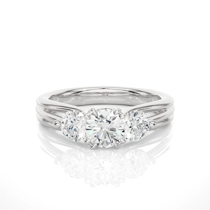 Round Three Stone Engagement Ring, EF VS/SI Lab Created Diamond Ring, Promise Ring, Wedding Ring, Diamond Ring for Her, 14K Gold Ring