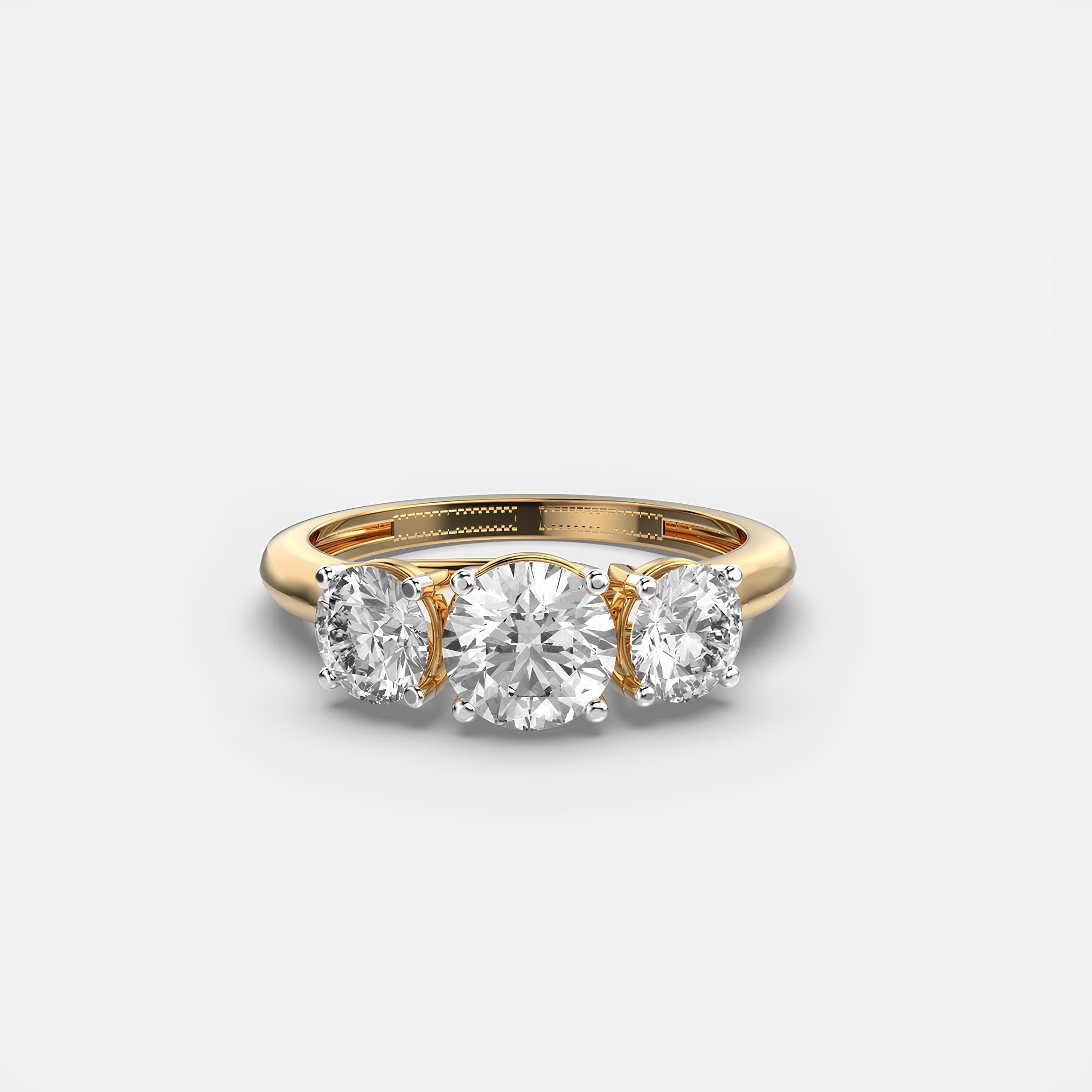 Round Three-Stone Lab-Created Diamond Engagement Ring – Excellent Cut in 14K Gold | Promise or Wedding Ring
