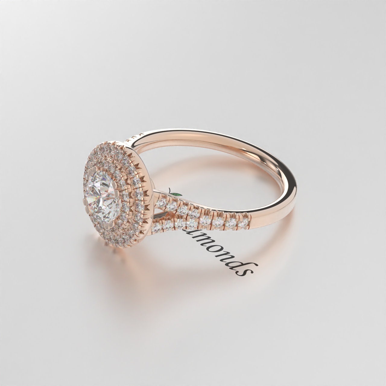 Certified Lab-Grown Diamond Double Halo Engagement Ring – EF VS/SI Diamond in 14K Solid Gold | Elegant and Sparkling Wedding Ring