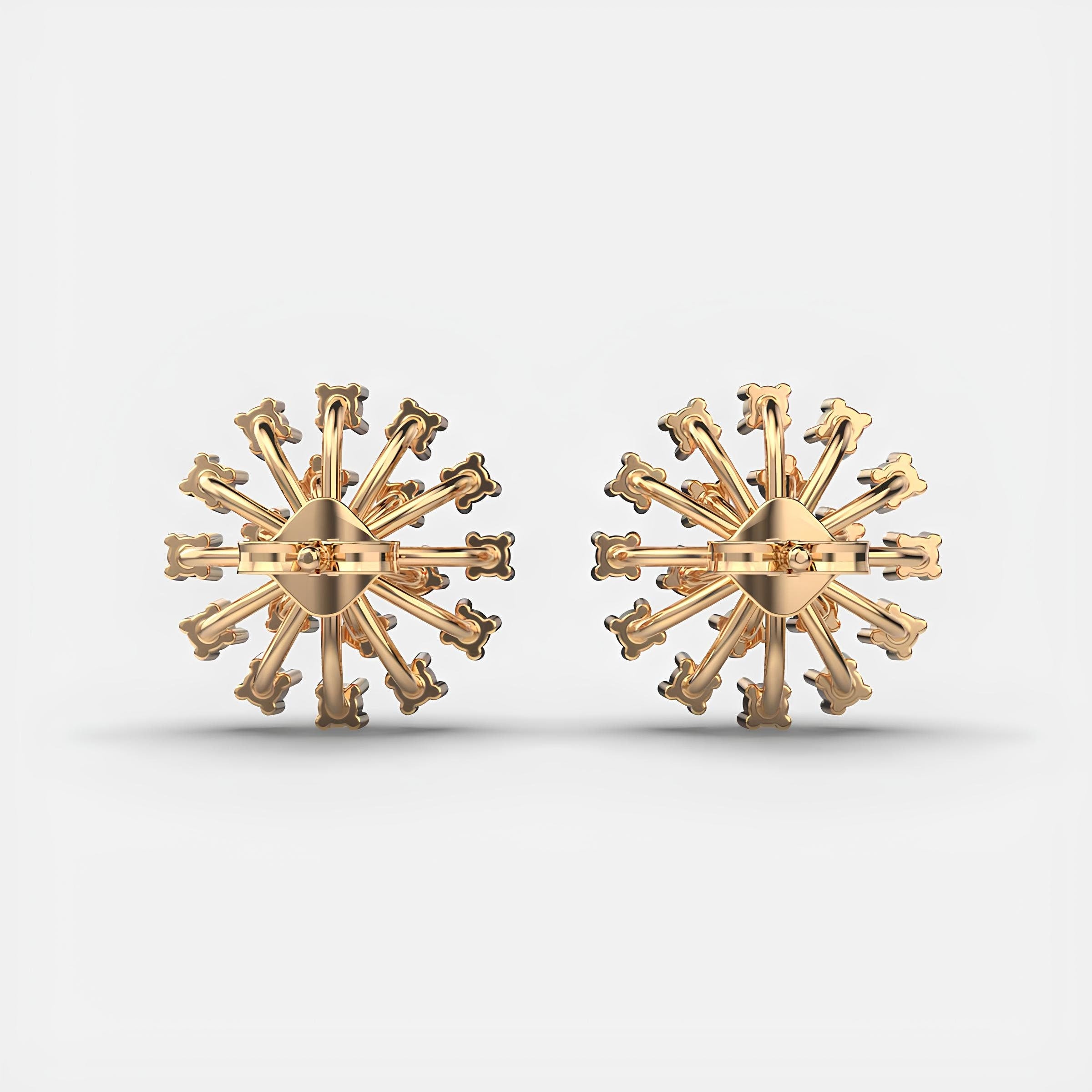 14k Solid Gold Earring Round Diamond Quad Cluster Flora EF VS/SI Lab Grown Diamond Stud Earrings