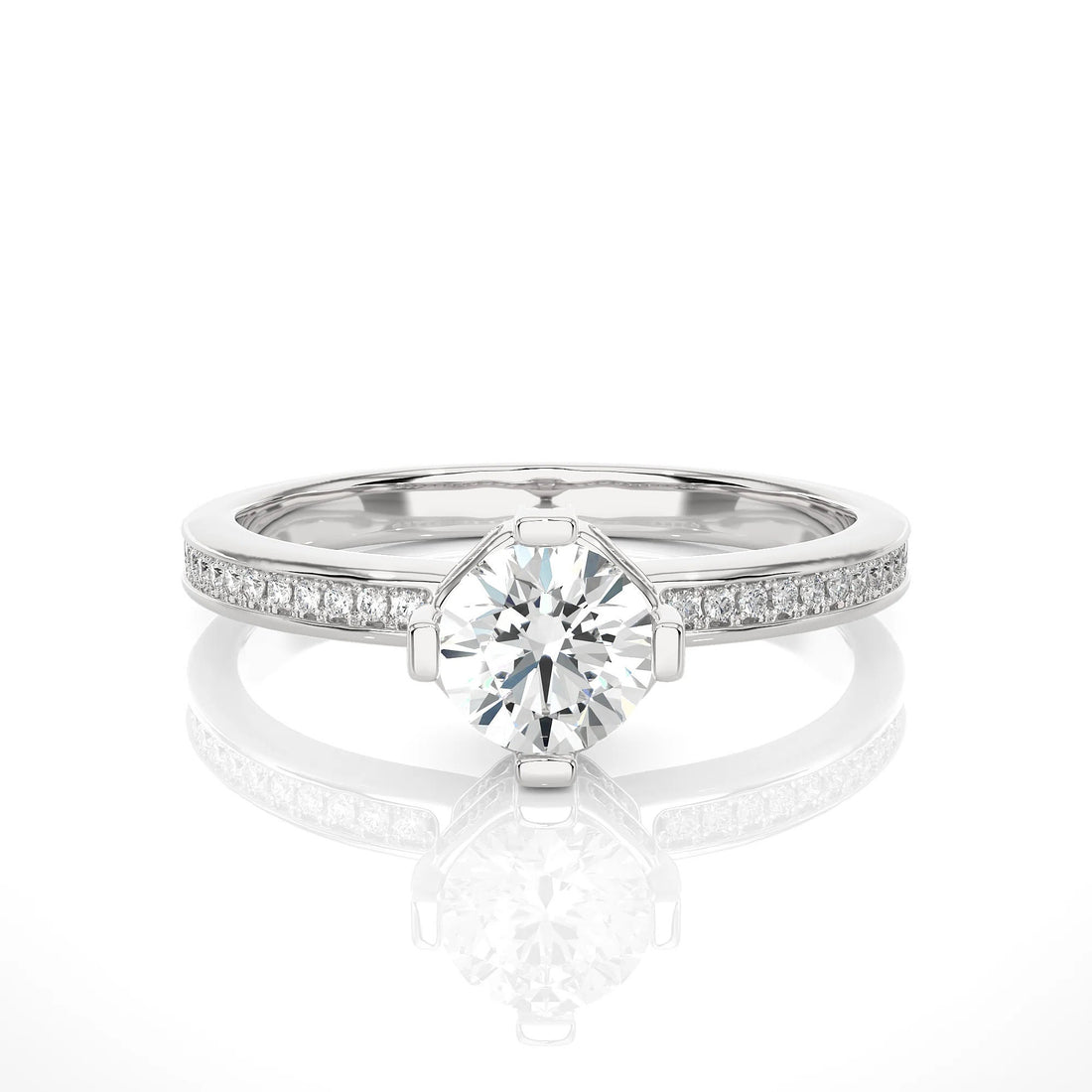 Dazzling 1.00 Ct IGI Certified Lab Grown Diamond Solitaire Exquisite Engagement Ring - Luxurious 14k Gold & Platinum Conflict Free Wedding Band