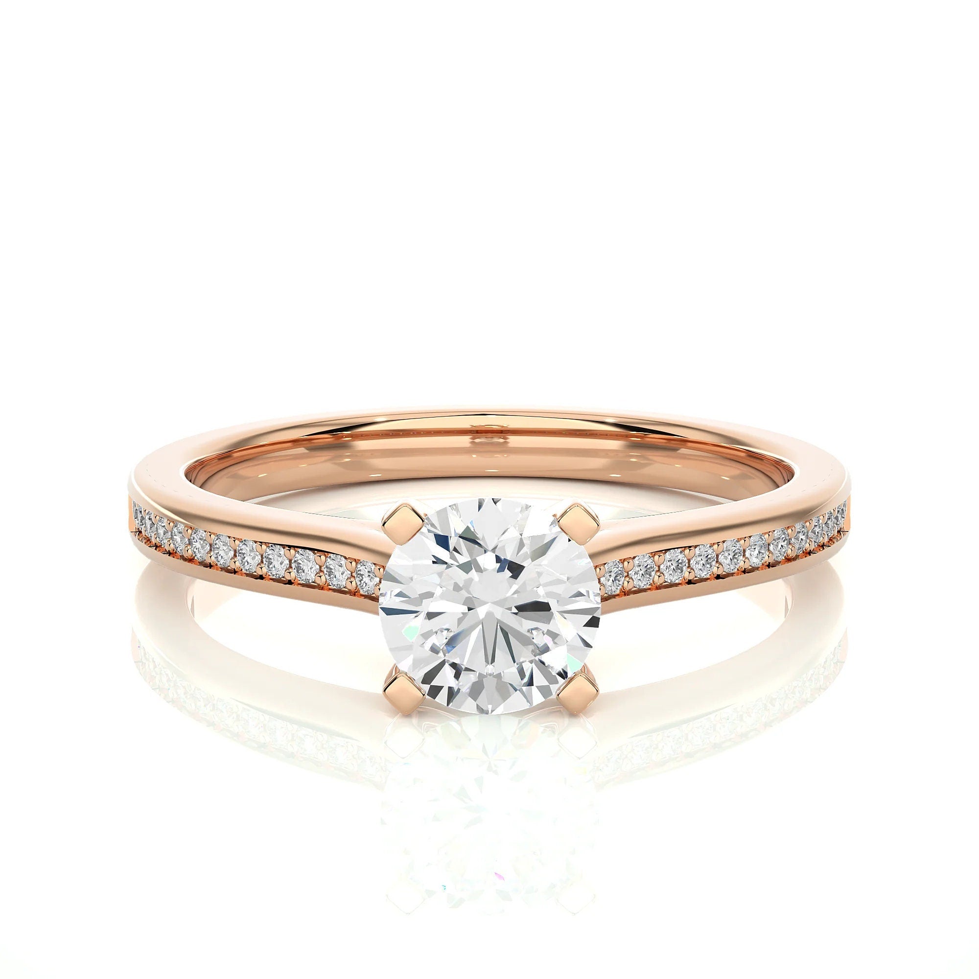 EF VS/SI Lab-Grown Diamonds Wedding Ring / 0.25 - 2.00 Ct IGI Certified Lab Grown Diamond Solitaire Engagement Ring / 14k Real Gold Ring