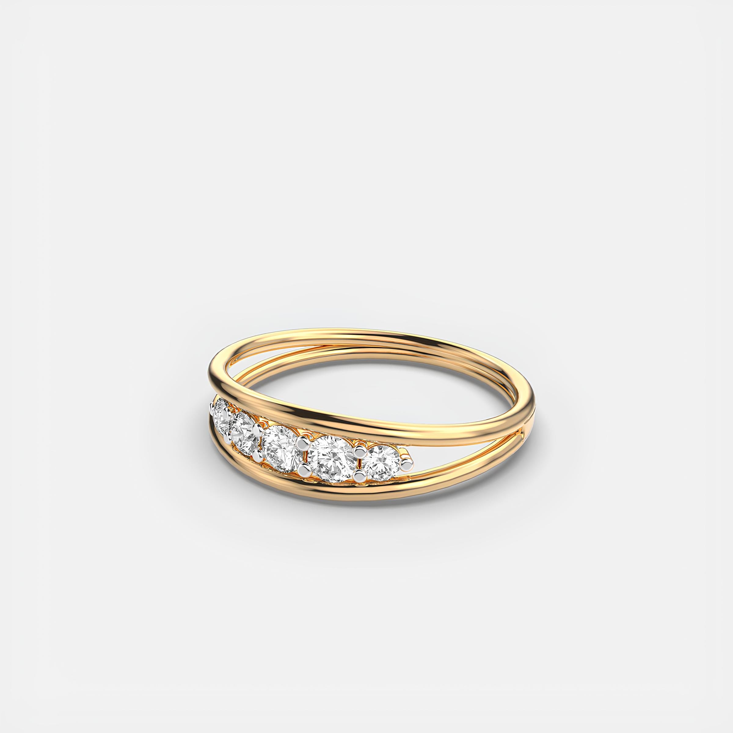 5-Stone EF VS/SI Lab-Created Diamond Wedding Band – 14K Solid Gold Engagement Ring