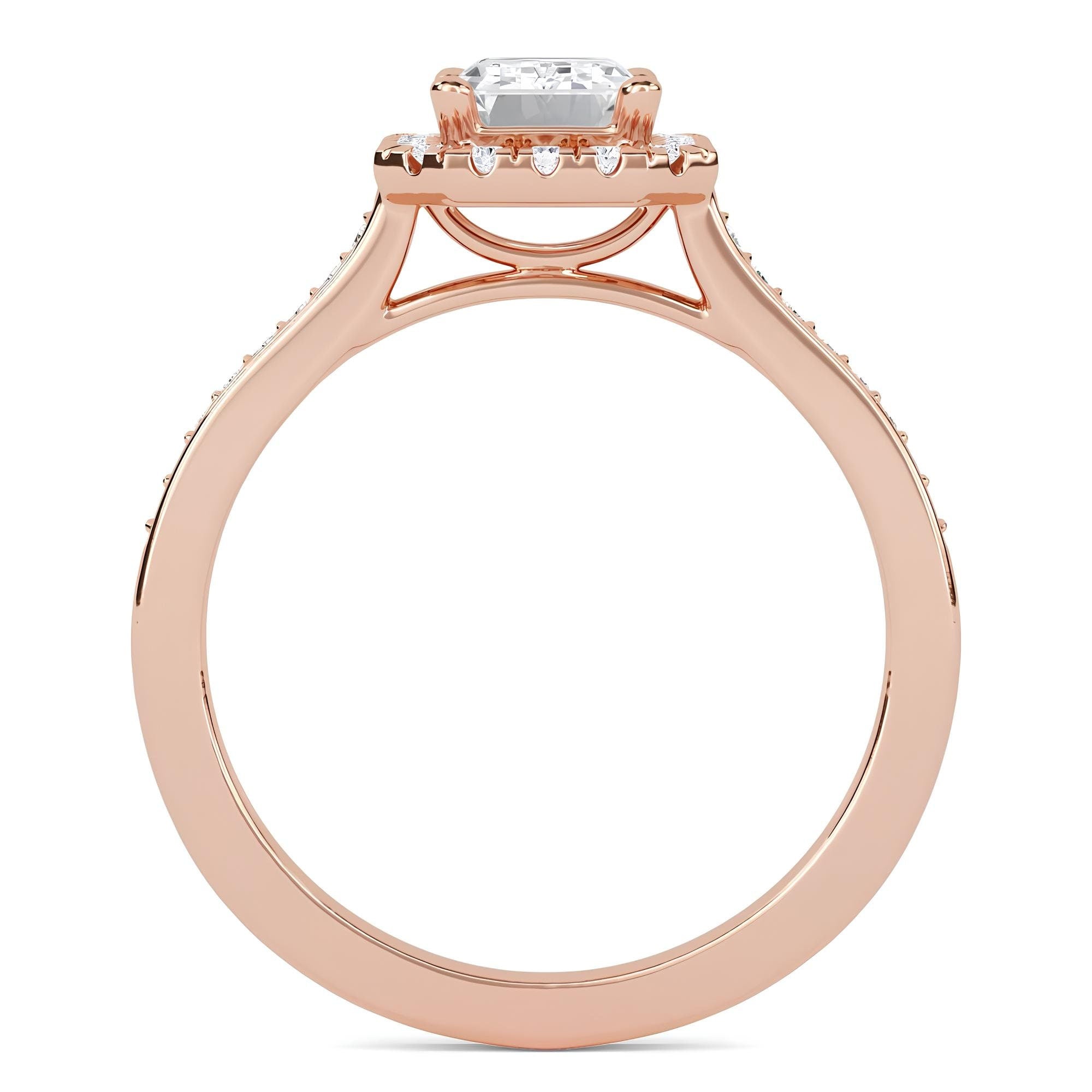 Stunning 1.00 CT EF VS/SI Lab-Grown Emerald Diamond Halo Ring in 14K Solid Gold IGI Certified Engagement or Wedding Ring