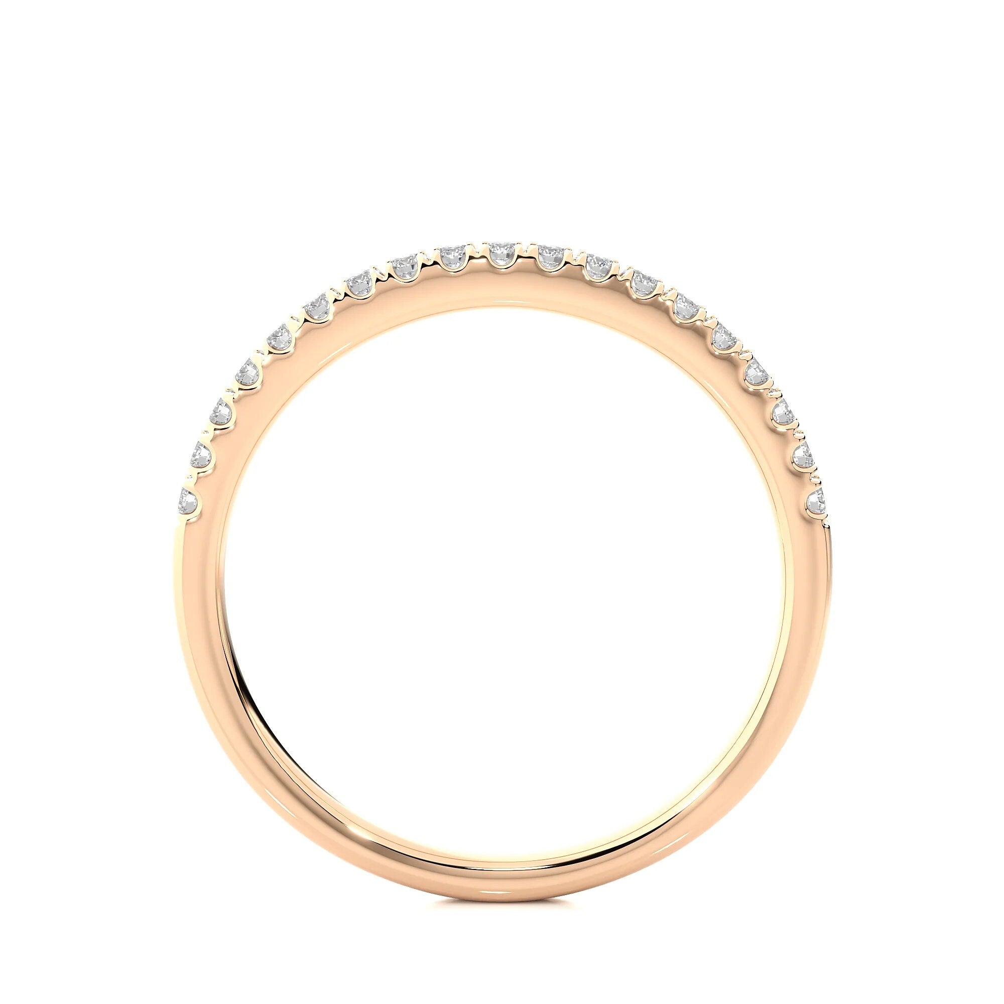 1.50MM Round Cut VS/SI Lab-Grown Diamond Band – Minimalist Half Eternity Ring in 14K Gold | Stackable, Matching, Anniversary Gift for Her