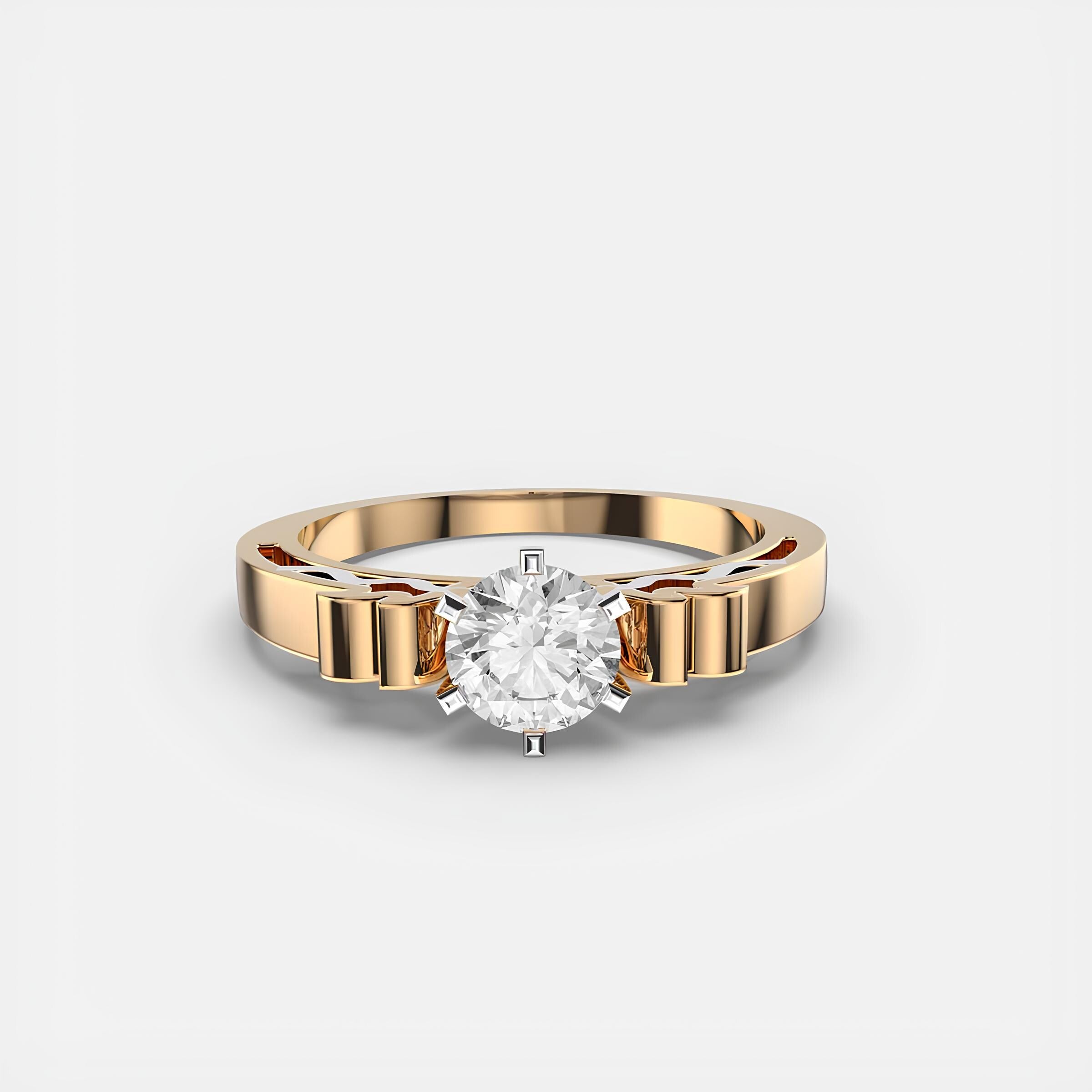 Round Lab-Grown Diamond Ring EF VS/SI Diamonds in 14K Gold | Elegant Wedding Ring & Gifts for Her