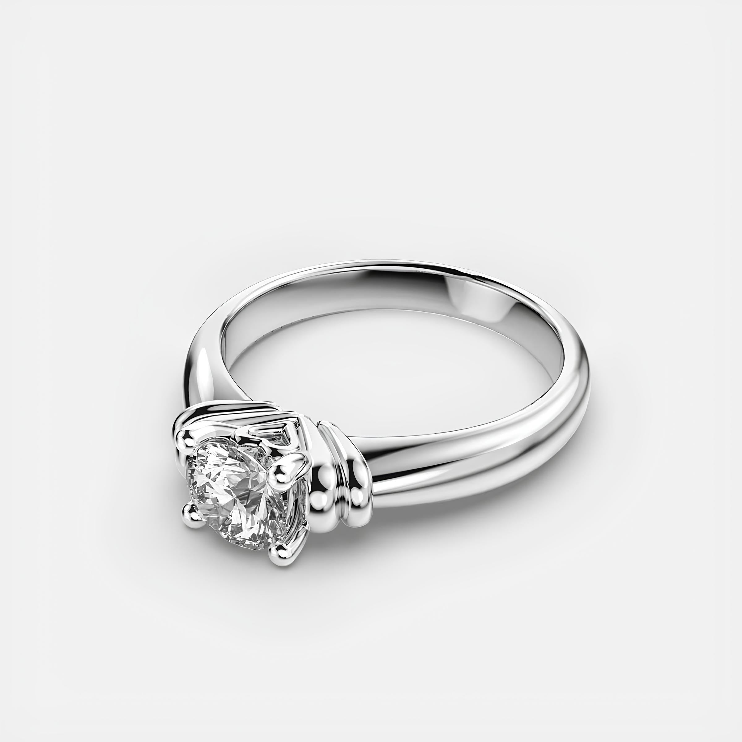 Twisted Solitaire Ring – Round EF VS/SI Lab-Created Diamond Wedding Band in 14K Gold