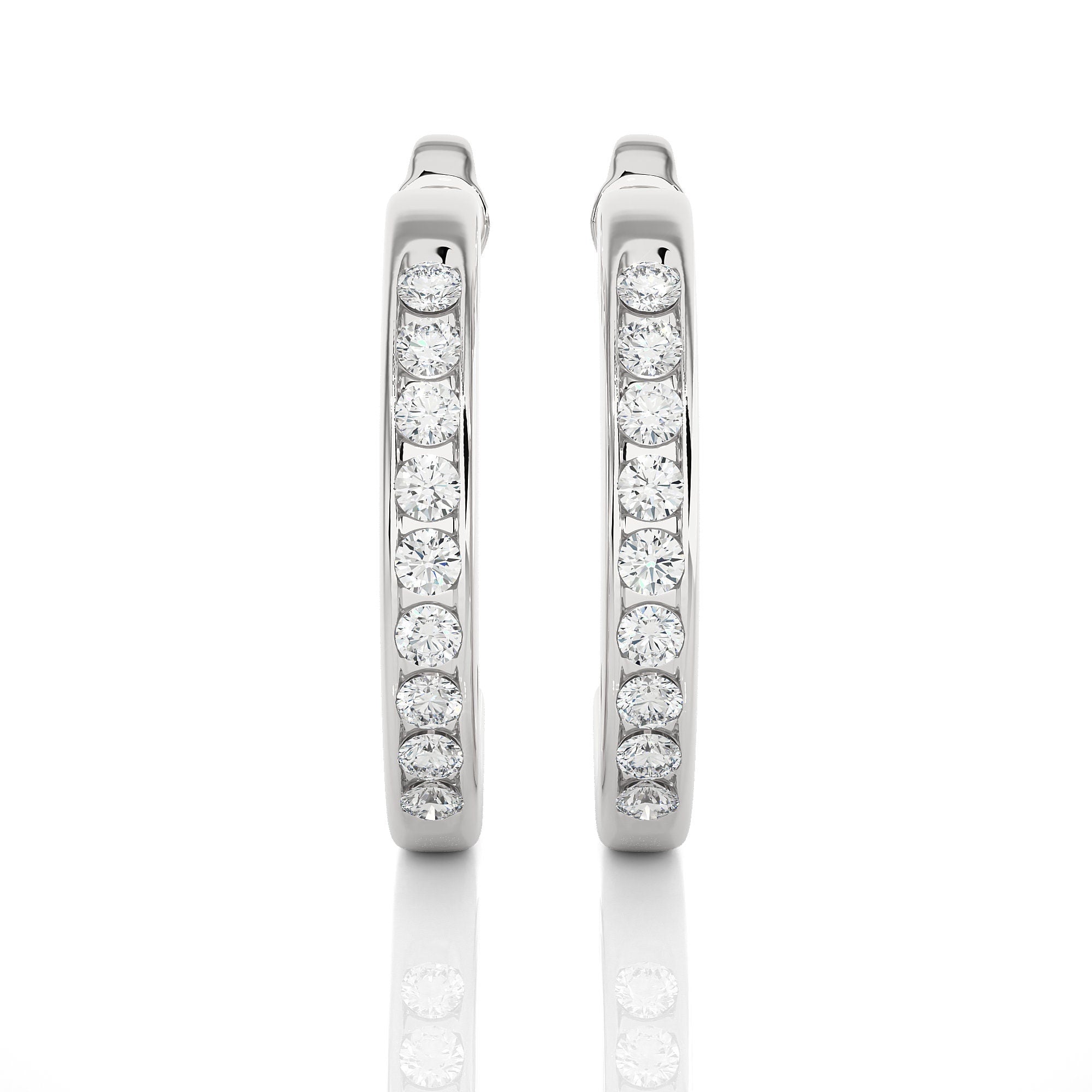 0.46 CT Round Lab-Grown Diamond Channel Set Hoop Stud Earrings 14K Gold