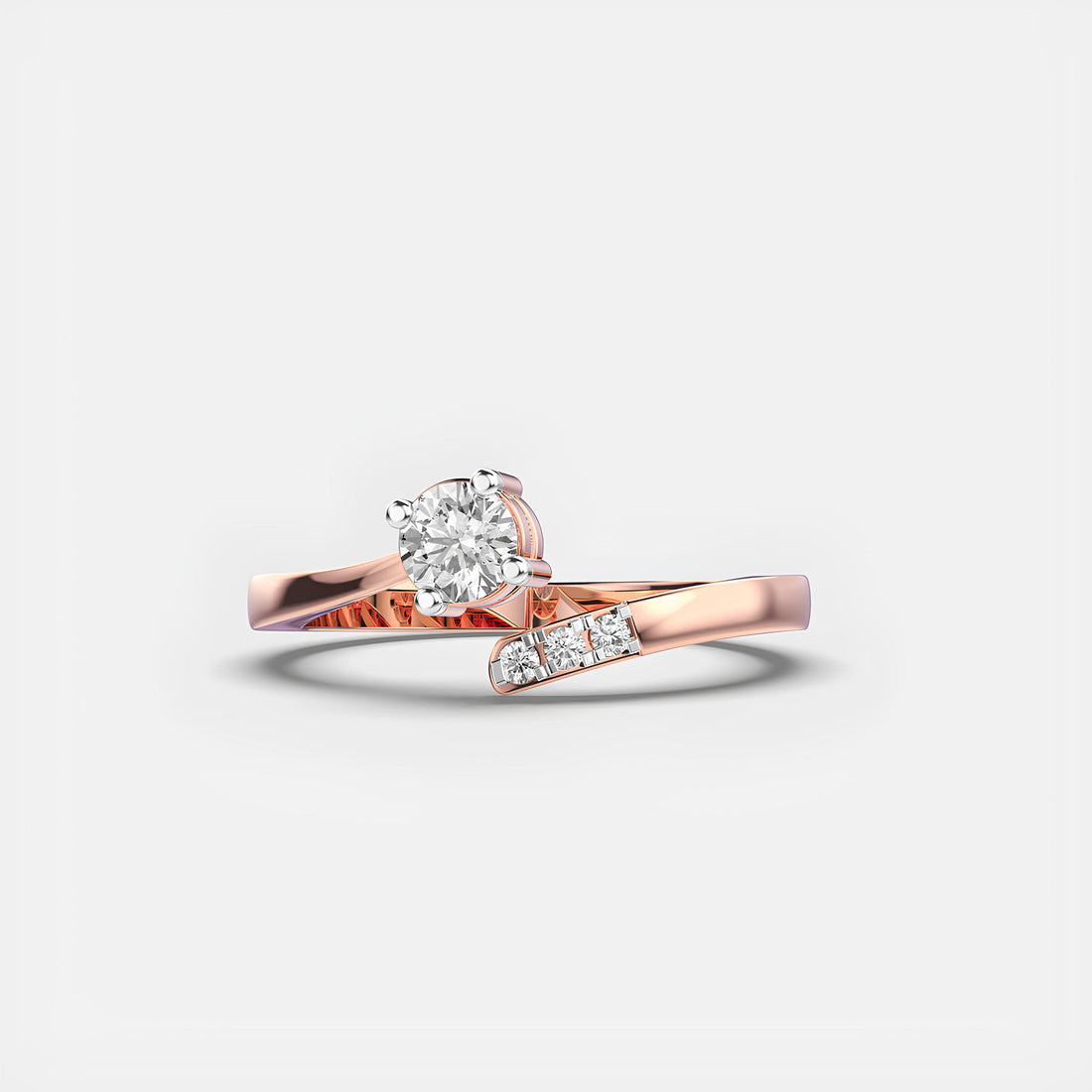 Serenity Diamond Ring, Round Cut Diamond ,Bypass Ring ,Lab Grown Diamond ,Engagement Ring, lab Created Diamond Ring