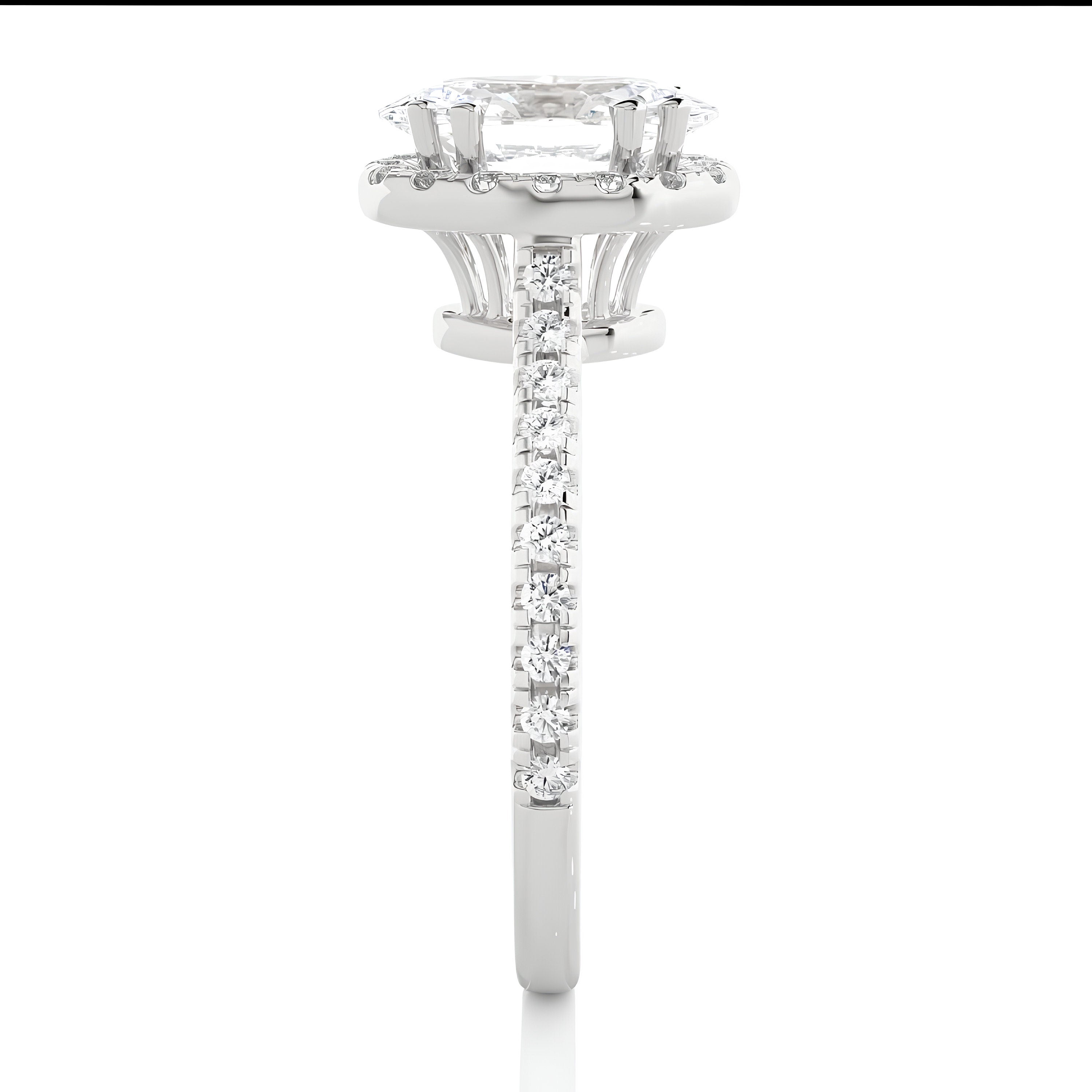 IGI Certified 1.00 Ct Oval Lab-Grown Diamond Halo Engagement Ring / Solid Real Gold Wedding Ring / Wedding & Anniversary Ring For Gift