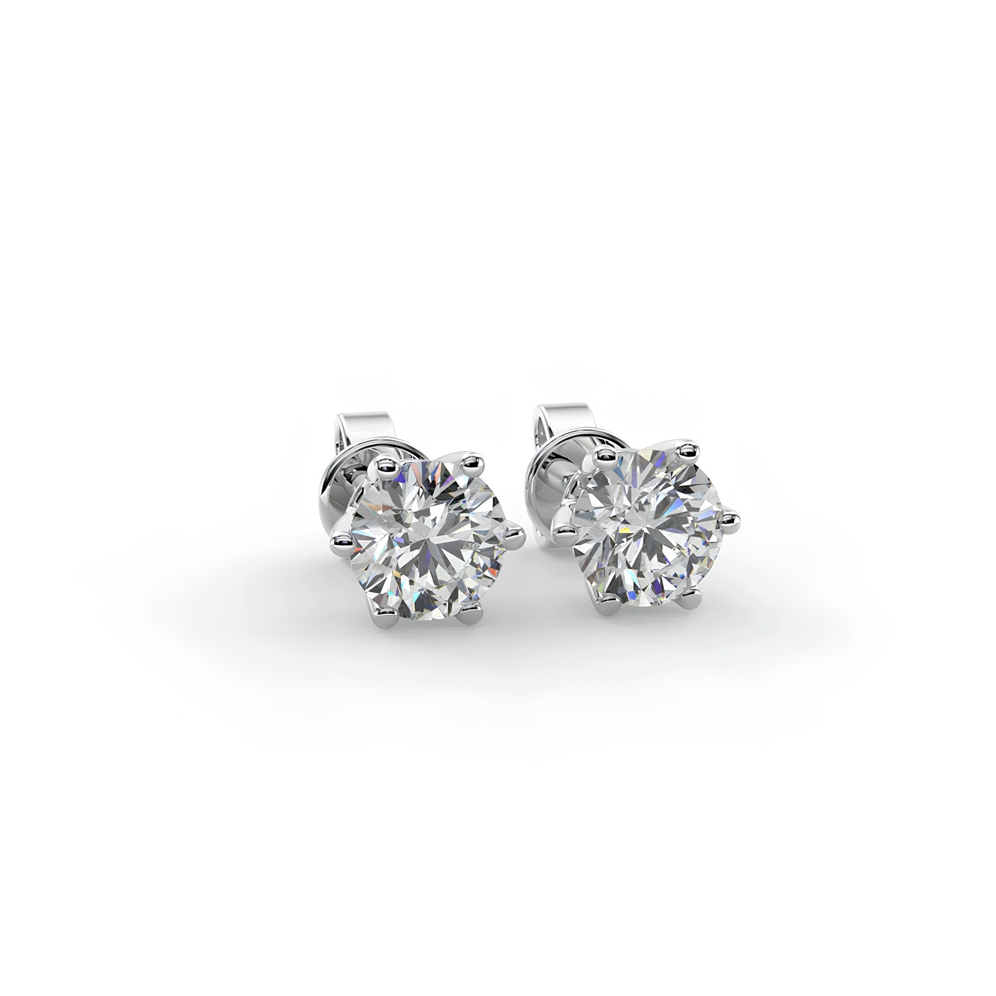 Dazzling EF VS/SI Lab-Grown Diamond Stud Earrings Sparkling 6-Prong Round Cut Design in 14K Gold