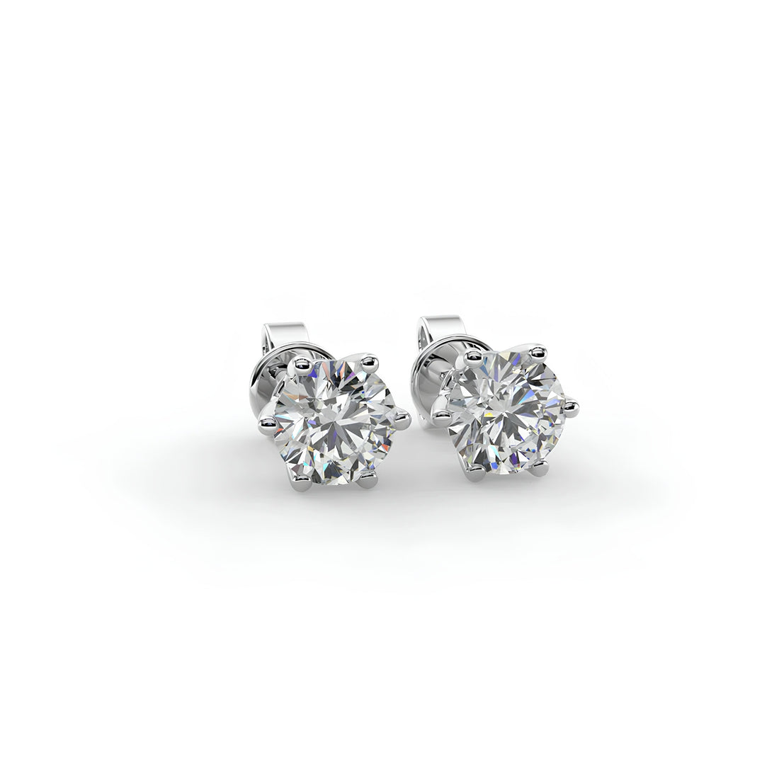 Dazzling Lab Grown Diamond Stud Earrings -Sparkling 6 Prong Round Cut Design,Perfect for Wedding, Engagement,Birthday, and Anniversary Gifts