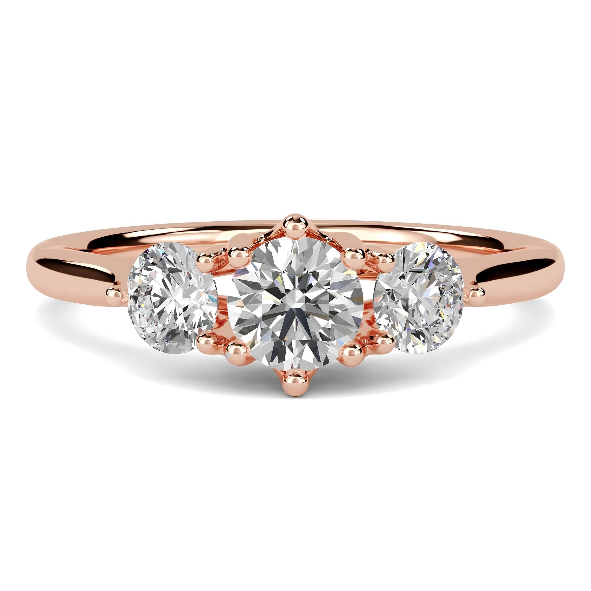 Sparkling Love: Three-Stone Lab-Grown Diamond Engagement Ring in VS/SI – Perfect Promise or Wedding Ring in 14K Gold