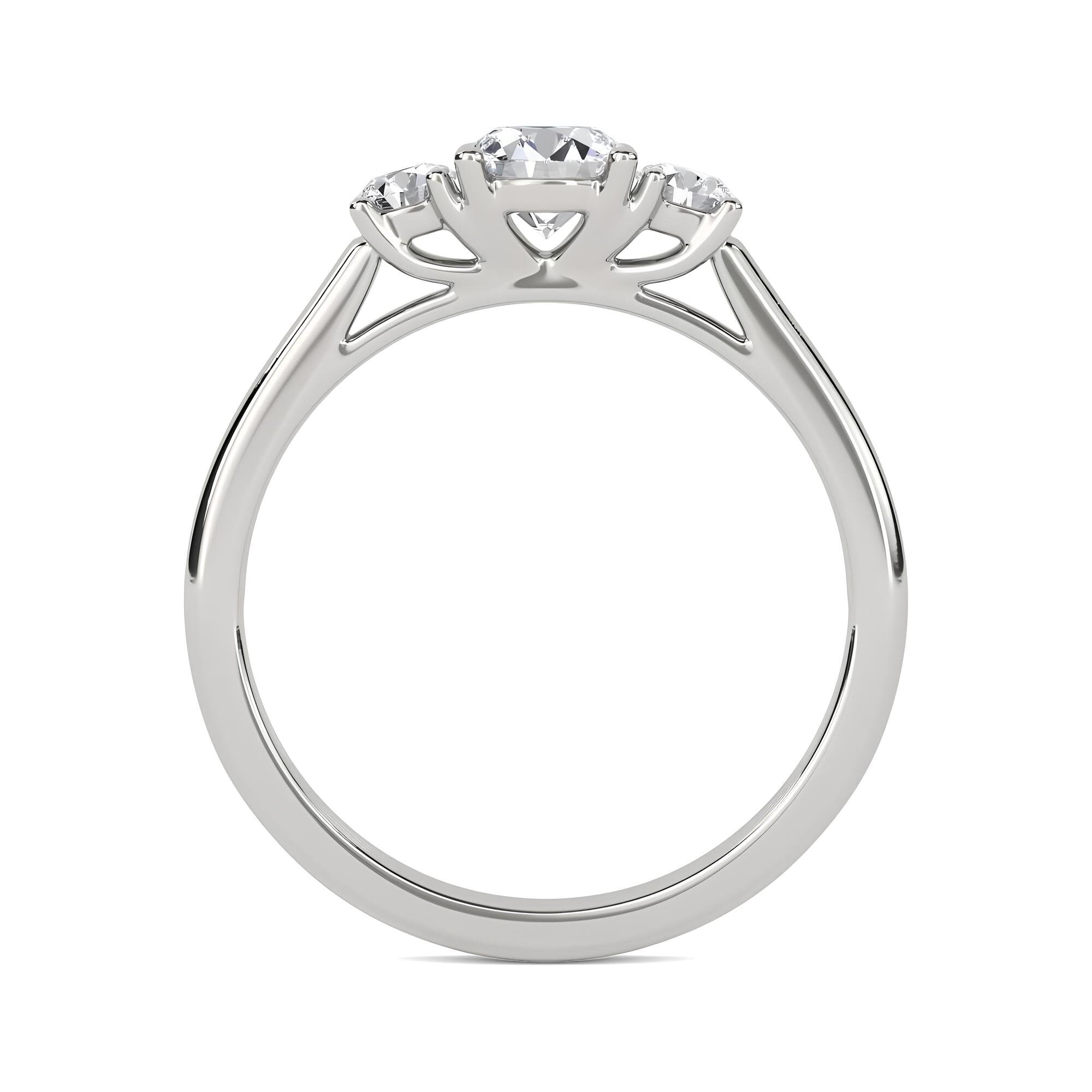 Three-Stone Round Lab-Grown Diamond Engagement Ring – EF VS/SI Diamonds in 14K Gold | Promise, Wedding, or Gift Ring for Her