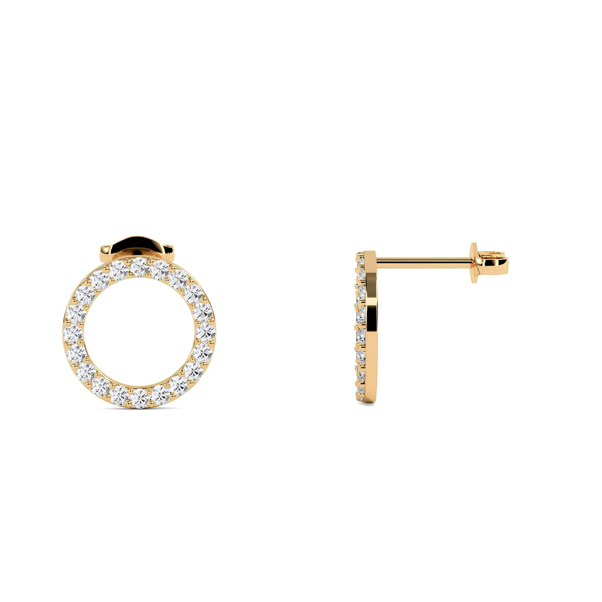 0.40 CTW Round Cut EF VS/SI Lab-Grown Diamond Circle Stud Earrings 14K Gold Diamond Studs