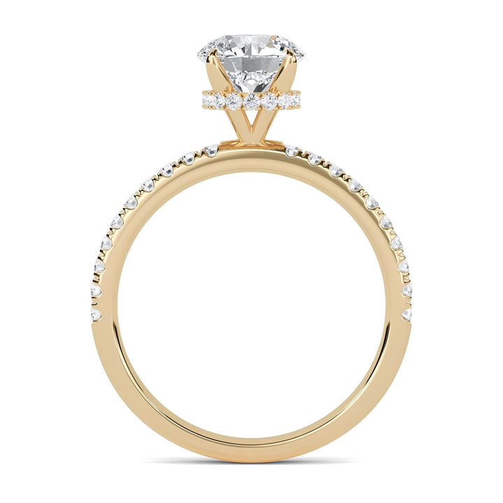 1.50 Carat Lab Grown Diamond Engagement Ring – Low Set Hidden Halo Vintage Style in 14K Solid Gold – Promise or Wedding Ring for Valentine's Day