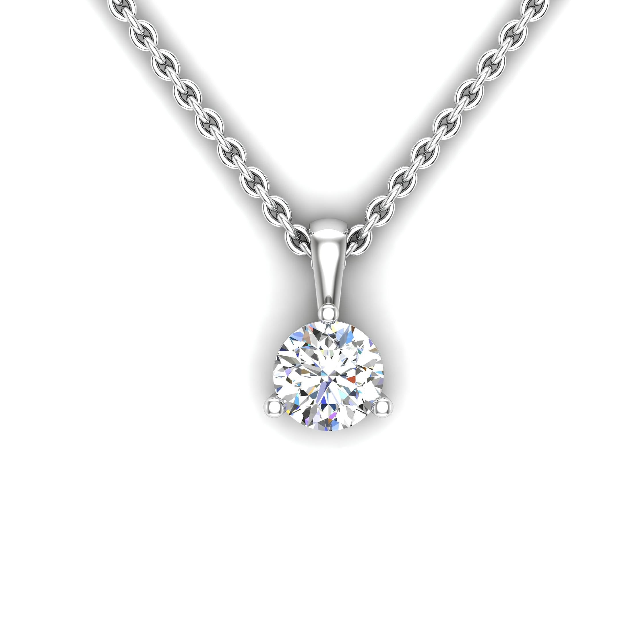 Solitaire 0.50 to 2.00 Ctw EF VS/SI Lab Grown Round Diamond Pendant Necklace