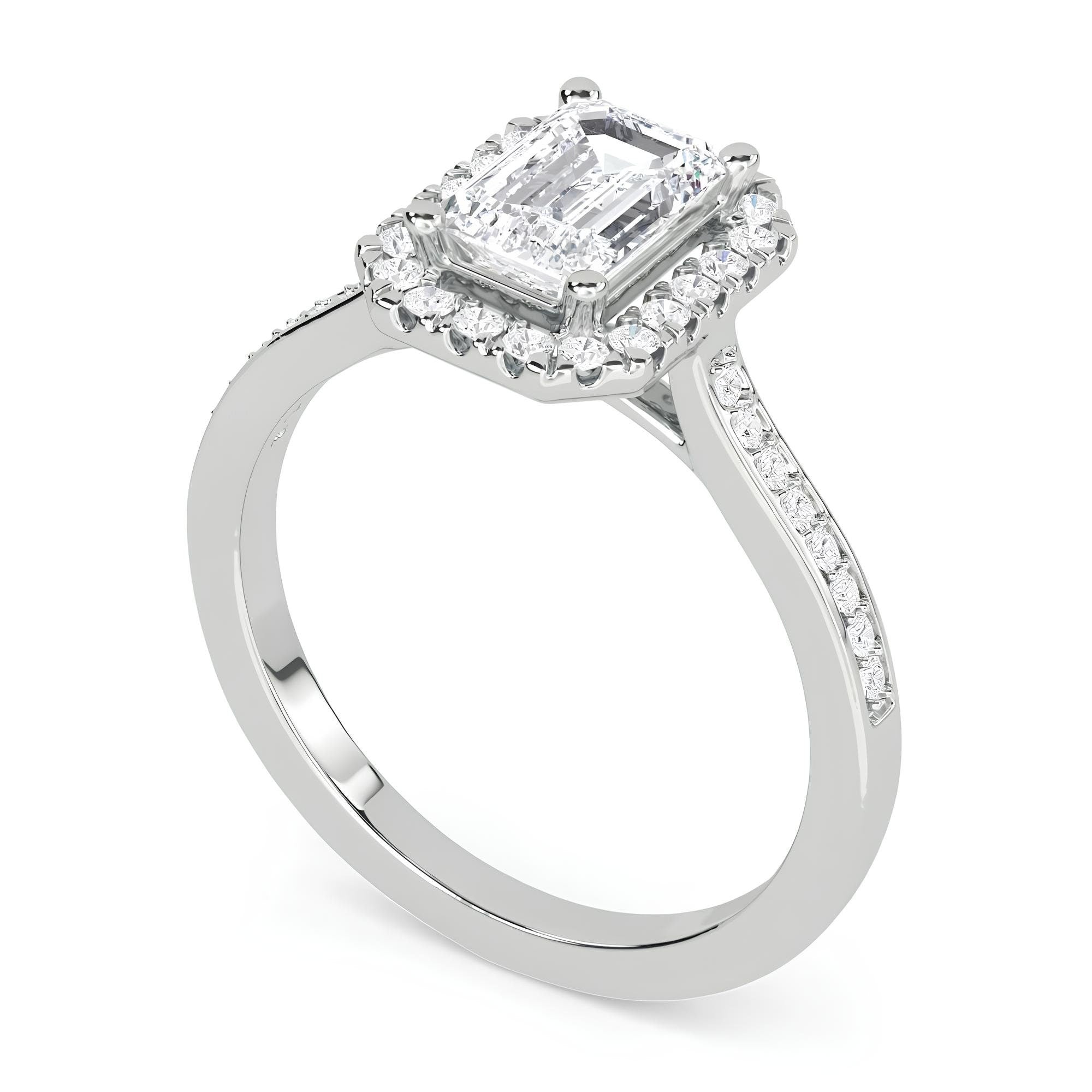 Stunning 1.00 CT EF VS/SI Lab-Grown Emerald Diamond Halo Ring in 14K Solid Gold IGI Certified Engagement or Wedding Ring