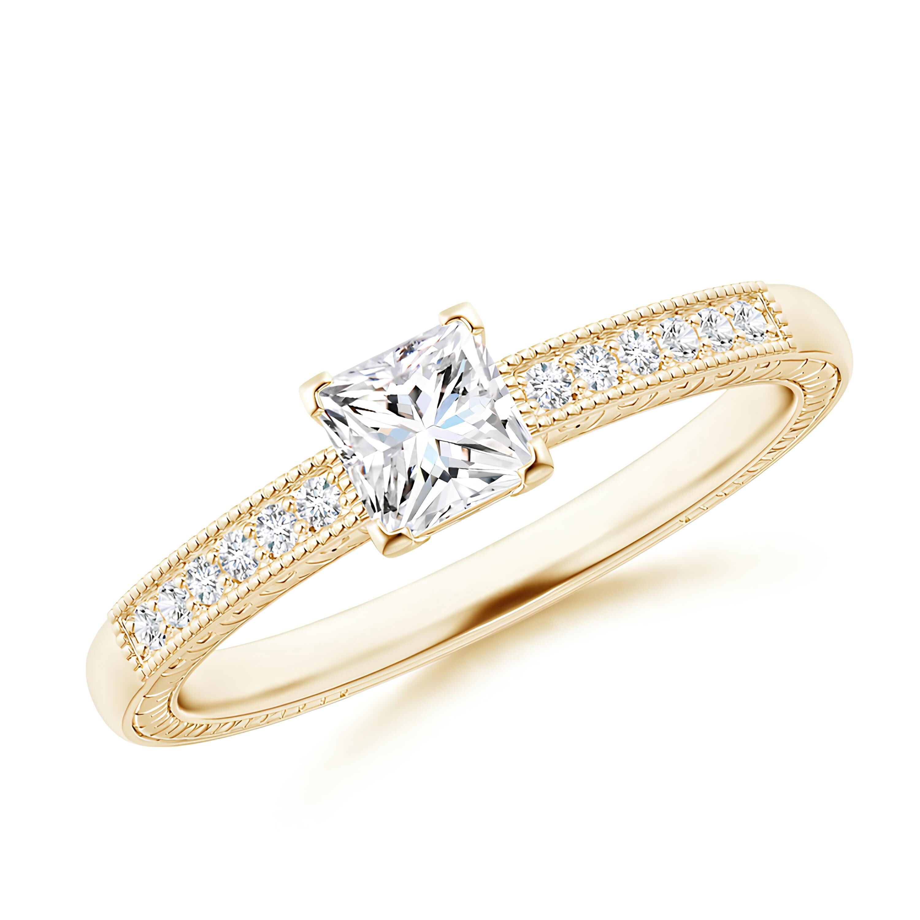 1.00 Ct Princess Cut Lab-Grown Diamond Solitaire Engagement Ring IGI Certified 14K Solid Gold Wedding & Anniversary Gift