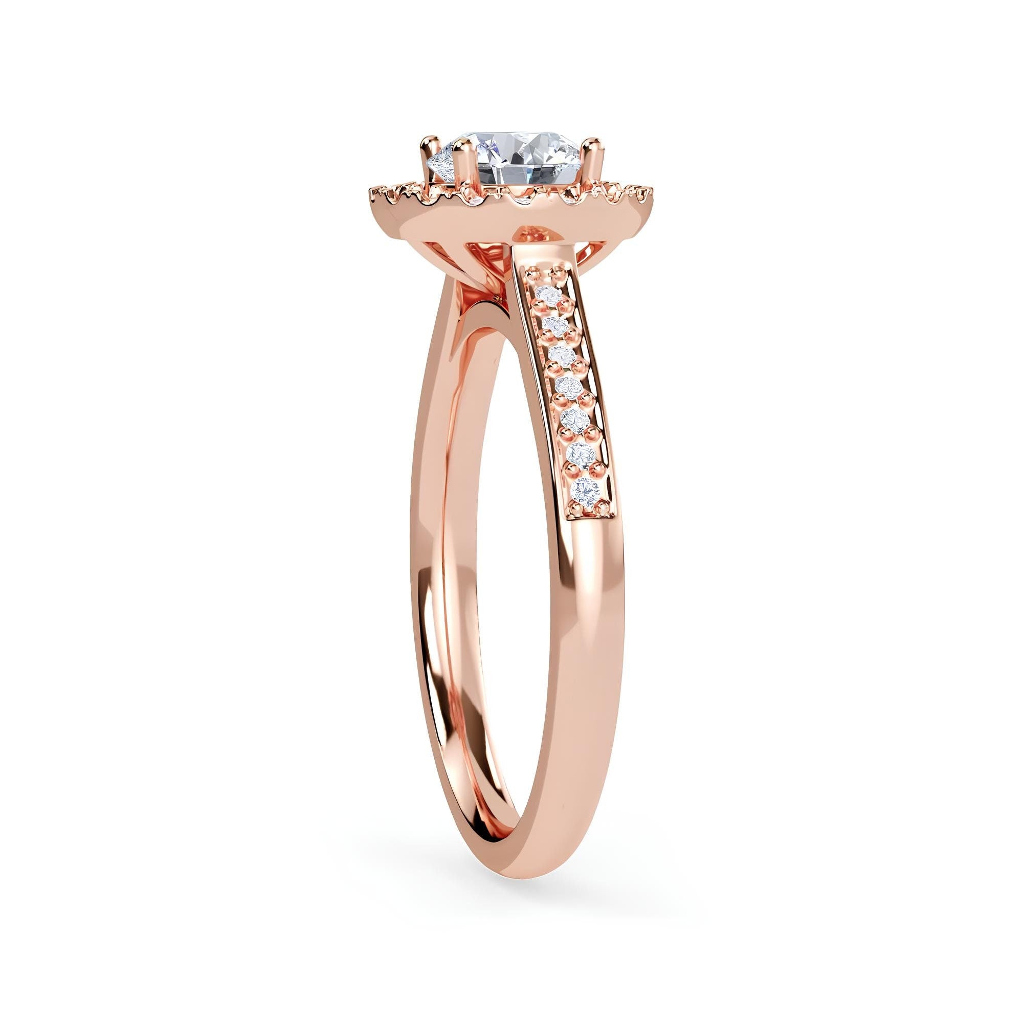 1.00 CT Round Lab-Grown Diamond Halo Engagement Ring EF VS/SI Certified Diamond in 14K Gold