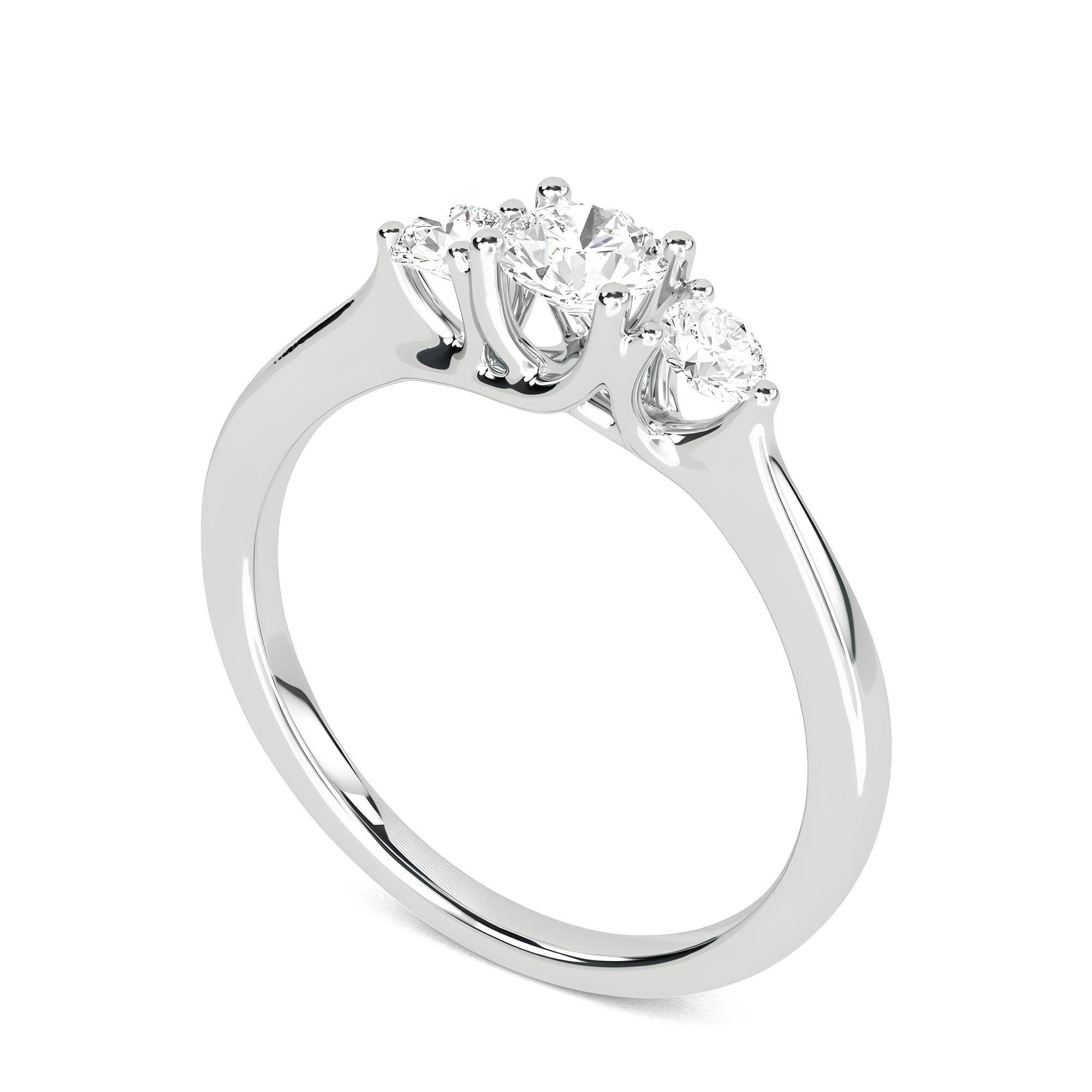 Round Three-Stone Engagement Ring – VS/SI Lab-Created Diamonds in 14K Gold | Promise, Wedding, or Gift Ring for Her