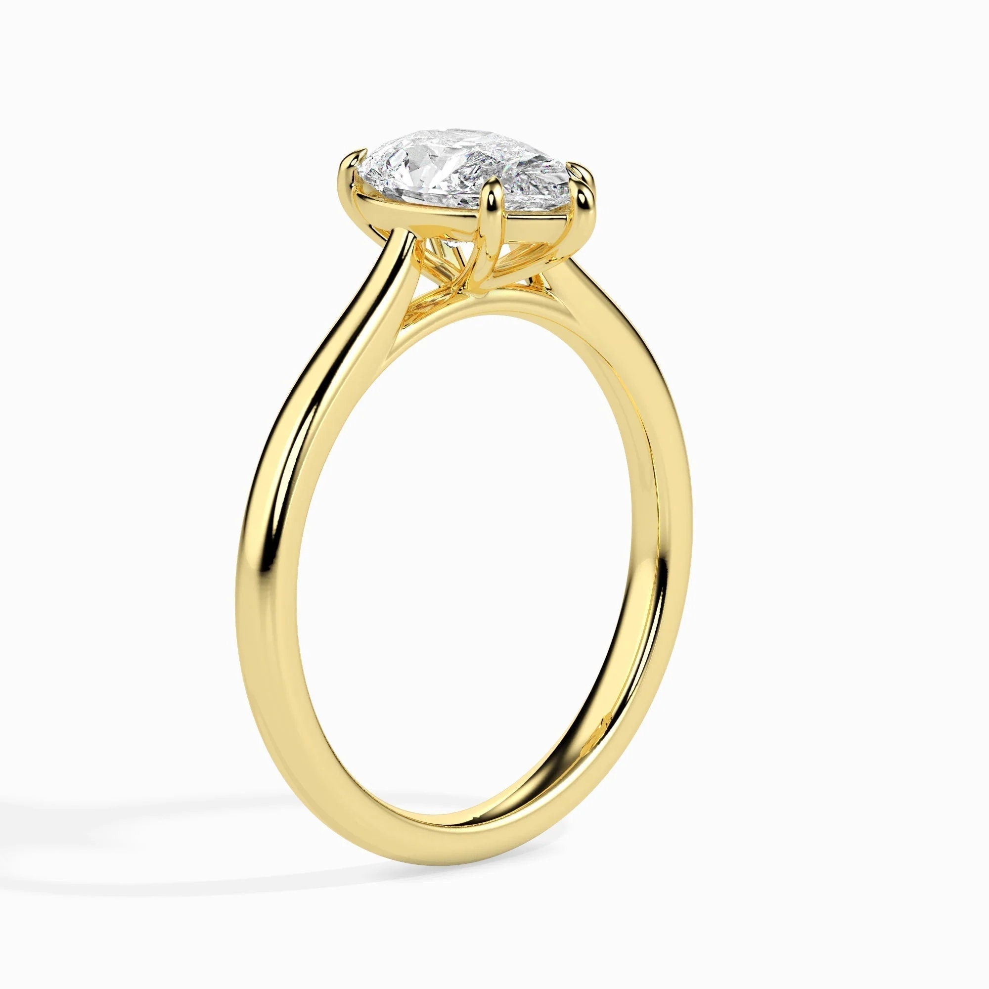 Certified 0.50 Ct Pear-Cut Lab-Grown Diamond Solitaire Engagement Ring – Conflict-Free VS/SI Diamond Set in 14K Real Gold