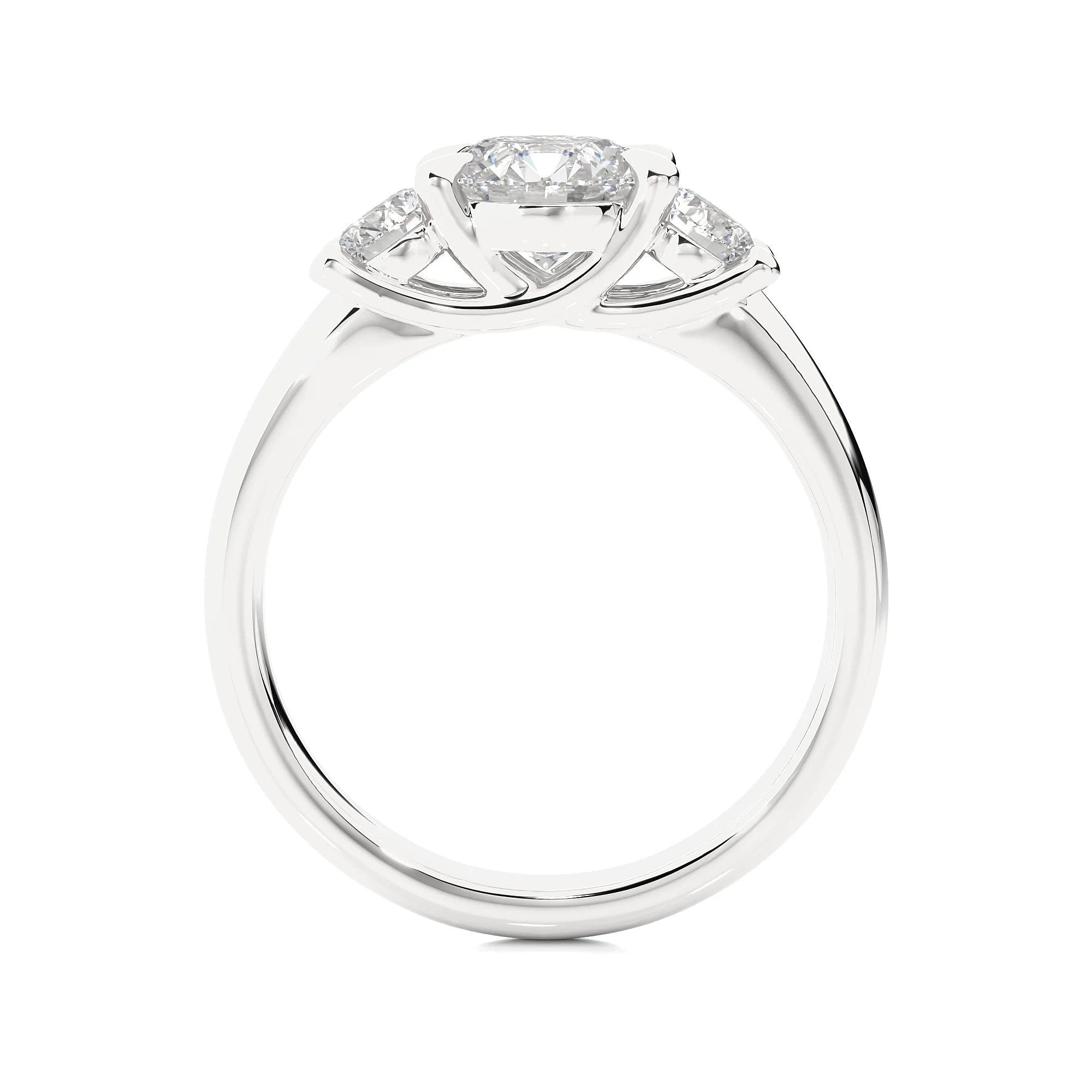 Round Three Stone Engagement Ring – EF VS/SI Lab Created Diamonds, Excellent Cut – 14K Gold Promise & Wedding Ring for Her
