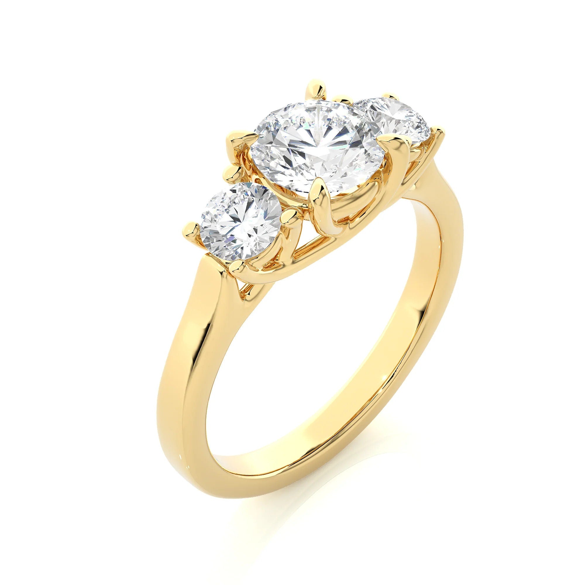 Round Three-Stone Engagement Ring – EF VS/SI Lab-Created Diamonds, Excellent Cut – Promise, Wedding, or Anniversary Ring for Her