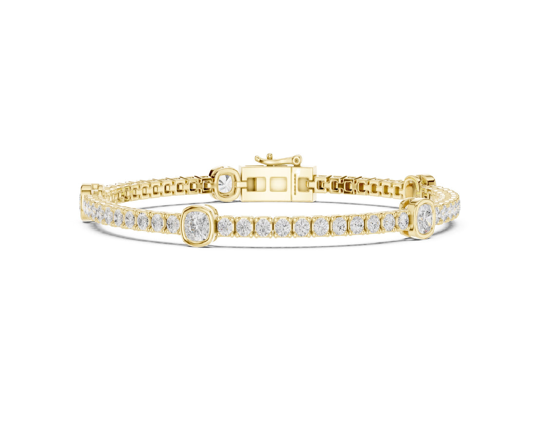 4.42CT EF VS/SI Lab Grown Round Certified Diamond Tennis Wedding Bracelet For Women's 14K White Gold