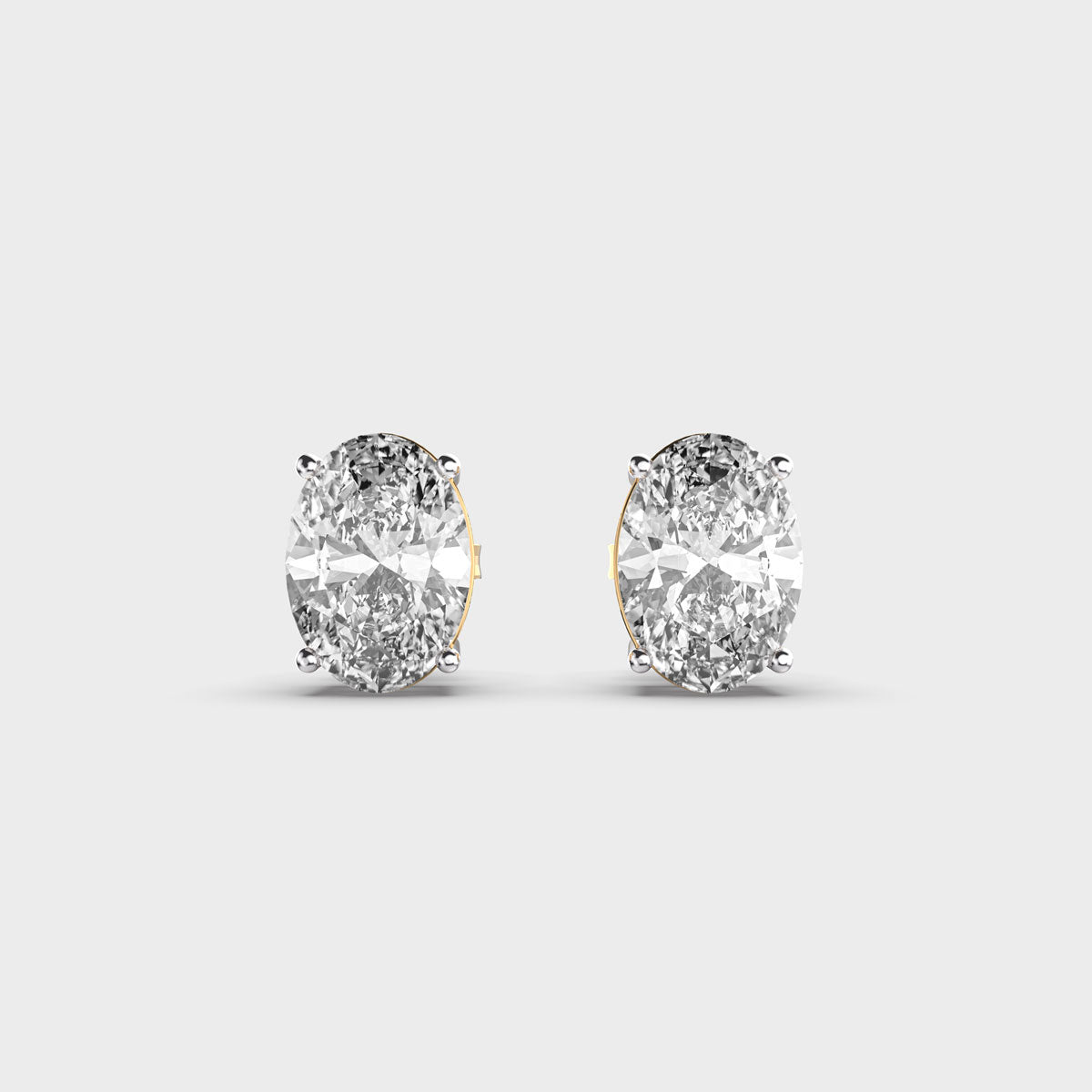 1.00 CT Oval Cut Certified VS/SI Lab Grown Diamond Women's Stud Earrings 925 Sterling Silver With Vermeil Gold