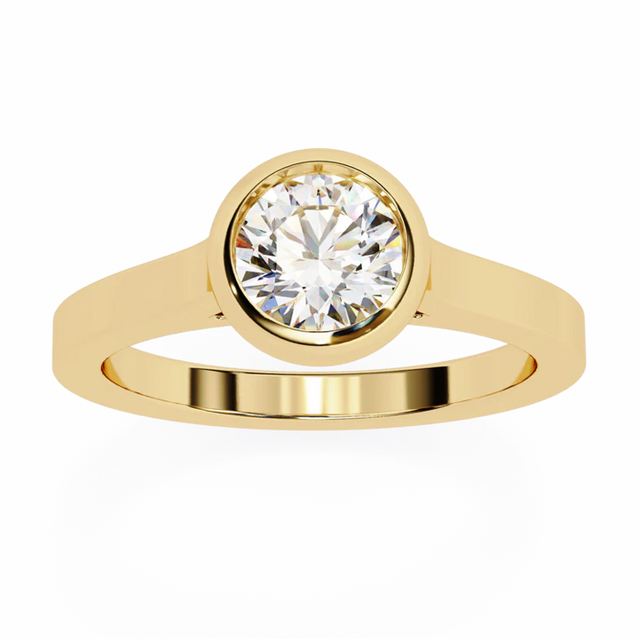Certified 1.00 CT Round Cut EF VS/SI Lab Grown Diamond Nordic Gold Bezel Set Engagement Ring (Demi -Fine)