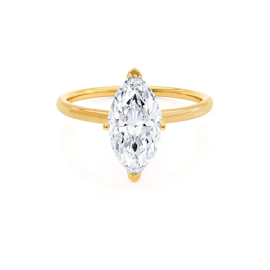Certified 1.00 CT Marquise Cut EF VS/SI Lab Grown Diamond Anniversary Ring 925 Sterling Silver With Vermeil Gold