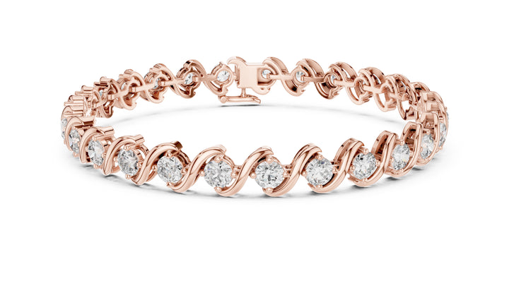 6.455 CT EF VS/SI Lab Grown Round Certified Diamond Tennis Wedding Bracelet For Women's 14K Yellow Gold