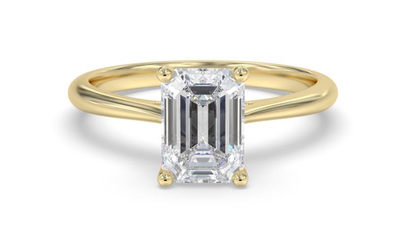 Certified 1.00 CT Emerald Cut EF VS/SI Lab Grown Diamond Engagement Ring 925 Sterling Silver With Vermeil Gold