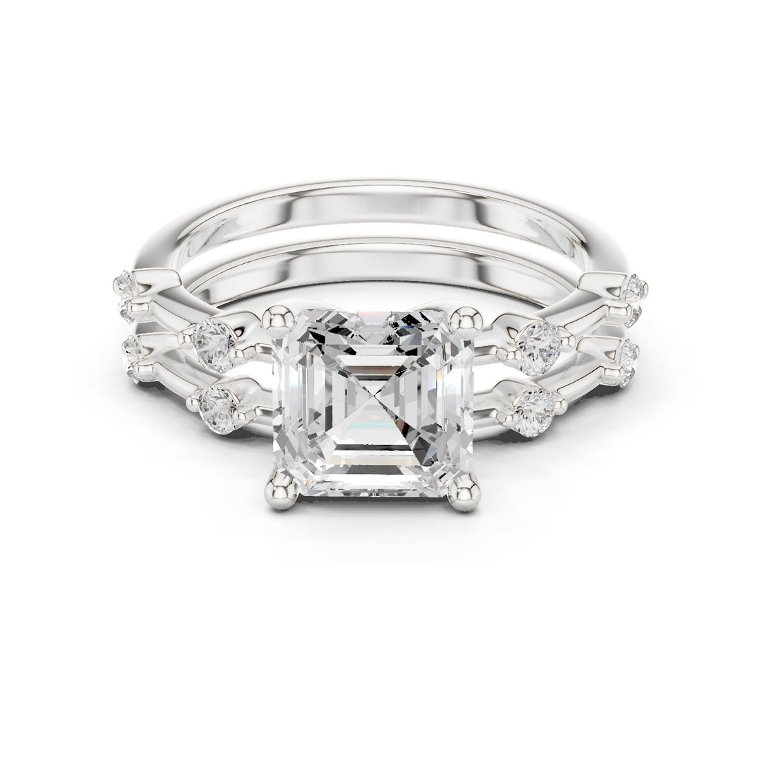2.86 Carat Bridal Set Ring – EF VS/SI Lab-Created Diamond in 14K White Gold | Women's Engagement or Wedding