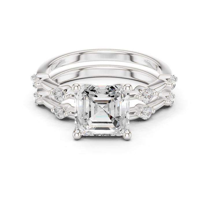 2.86 Carat Bridal Set Ring – EF VS/SI Lab-Created Diamond in 14K White Gold | Women's Engagement or Wedding