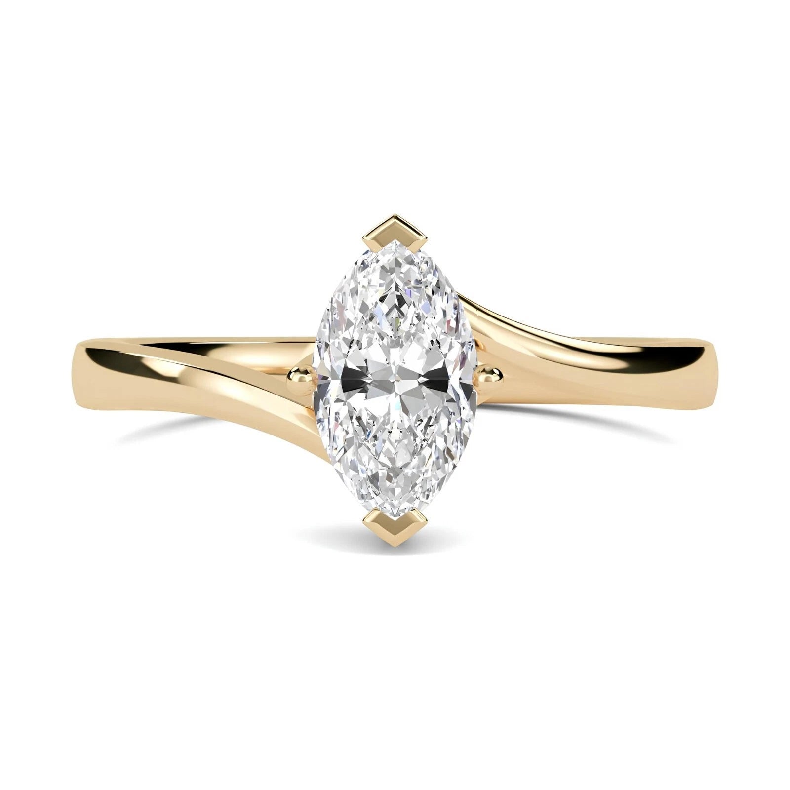 Certified 1.00 CT Marquise Cut EF VS/SI Lab Grown Diamond Engagement Ring 925 Sterling Silver With Vermeil Gold