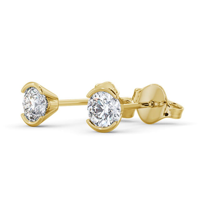 Nordic Gold Stud Bezel Set Earrings Certified 1 CT EF VS/SI Lab Grown Diamond (Demi-Fine)