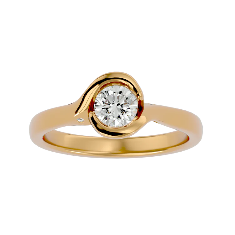 Certified 1.02 CT Round Cut EF VS/SI Lab Grown Diamond Bezel Set Engagement Ring 925 Sterling Silver With Vermeil Gold
