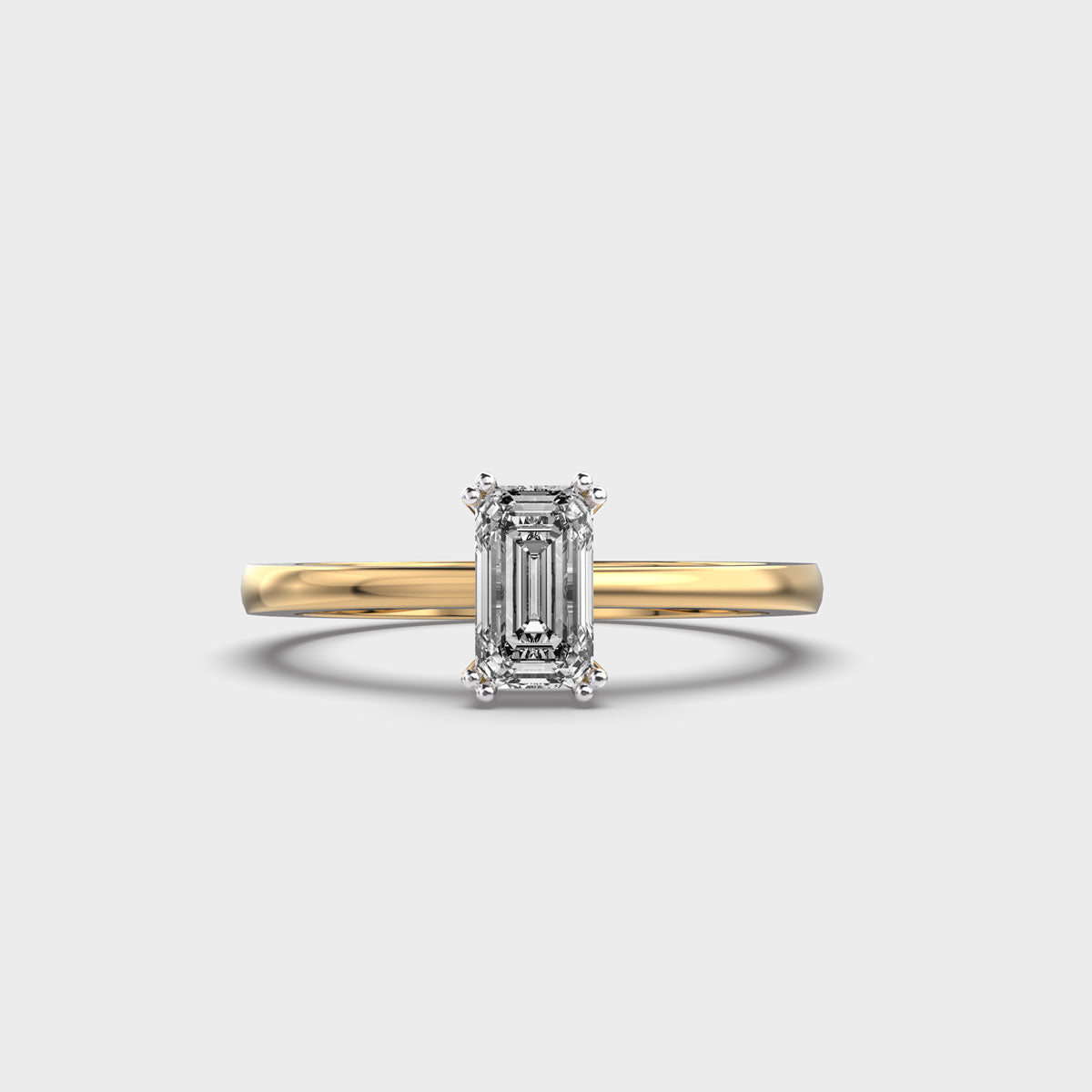 Certified 1.00 CT Emerald Cut EF VS/SI Lab Grown Diamond Women's Engagement Ring 925 Sterling Silver With Vermeil Gold