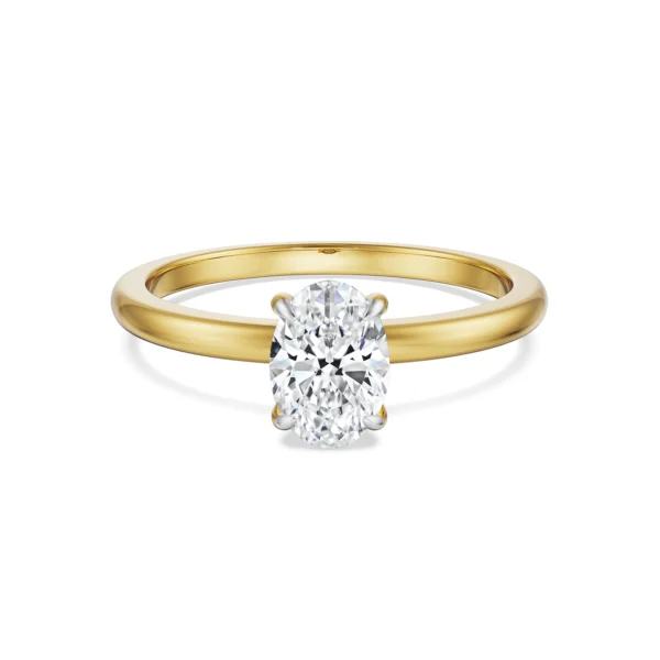 Women's Anniversary Ring Certified Oval Cut 1.00 CT EF VS/SI Lab Grown Diamond 925 Sterling Silver With Vermeil Gold