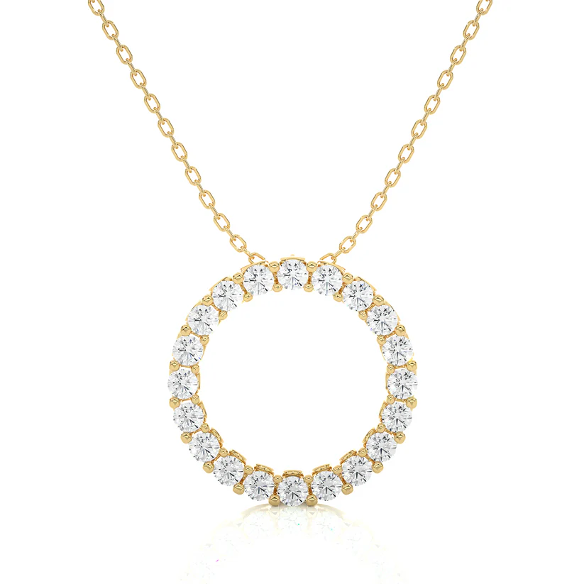 0.70 CT Round Cut EF VS/SI Lab Grown Diamond Cluster Pendant 925 Sterling Silver With Vermeil Gold ( Without Chain )